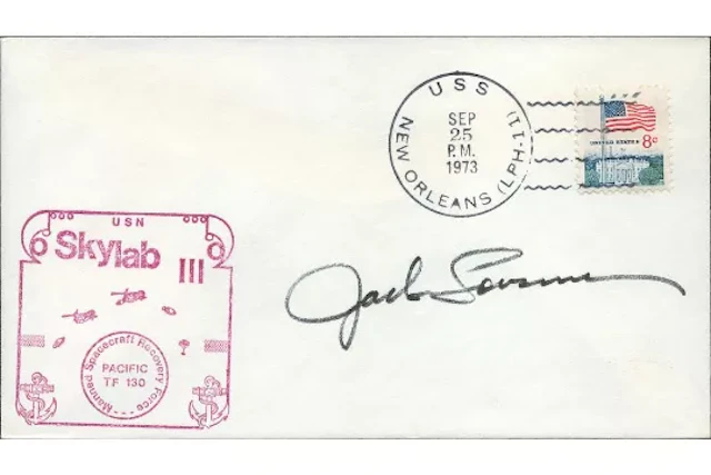 Astronaut Jack Lousma signed Skylab III Pacific TF 130 commemorative