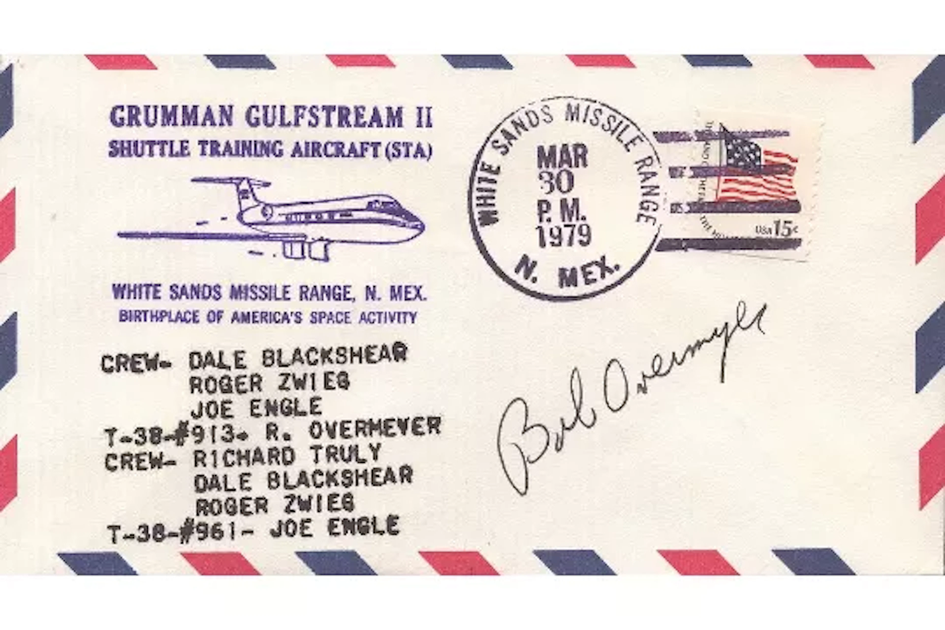 Astronaut Bob Overmyer signed Grumman Gulfstream II commemorative