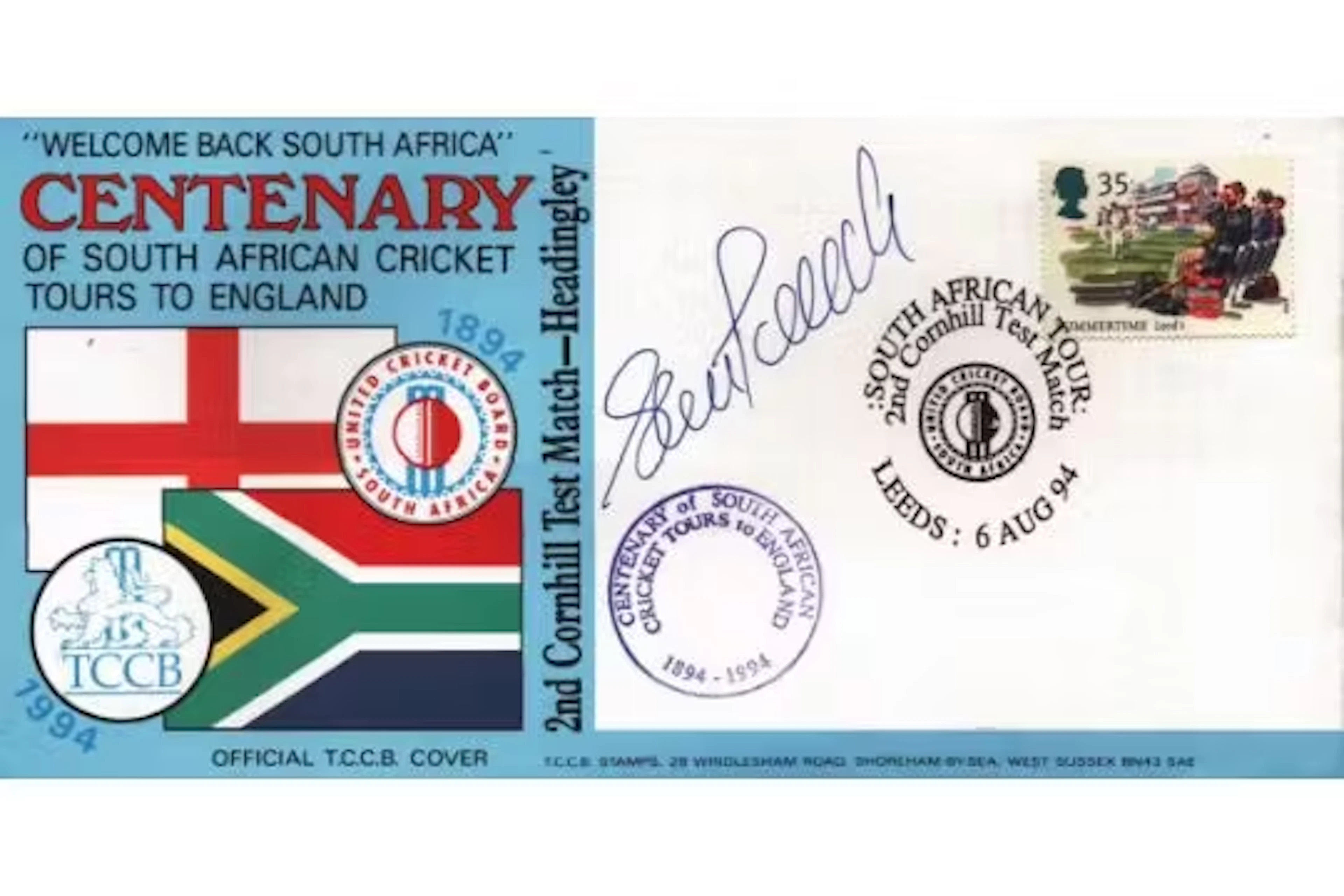 Cricket Shaun Pollock signed Welcome Back South Africa Centenary of