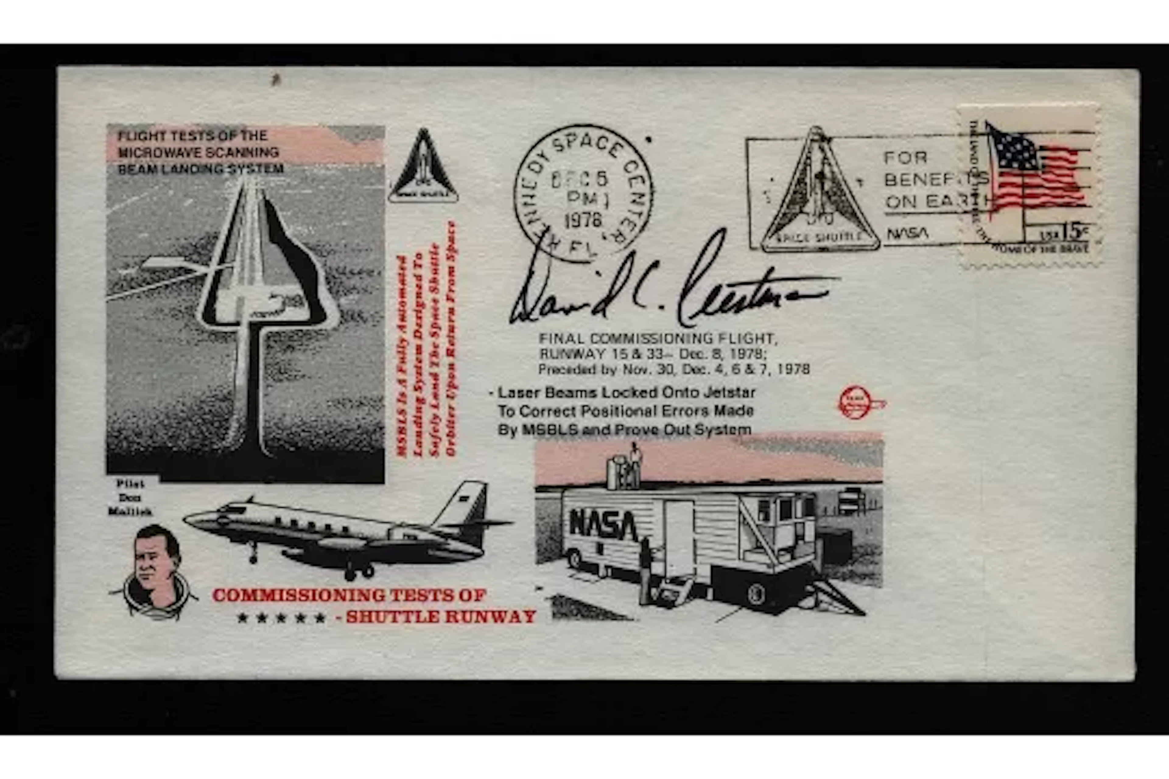 Astronaut David Leestma signed NASA commissioning tests of shuttle
