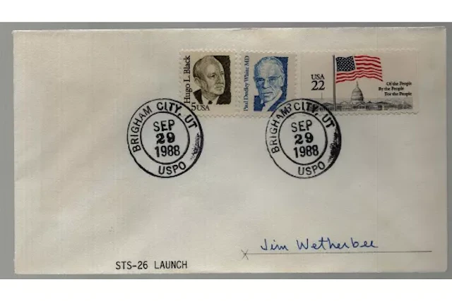 Astronaut Jim Wetherbee Space NASA signed FDC double PM Brigham City