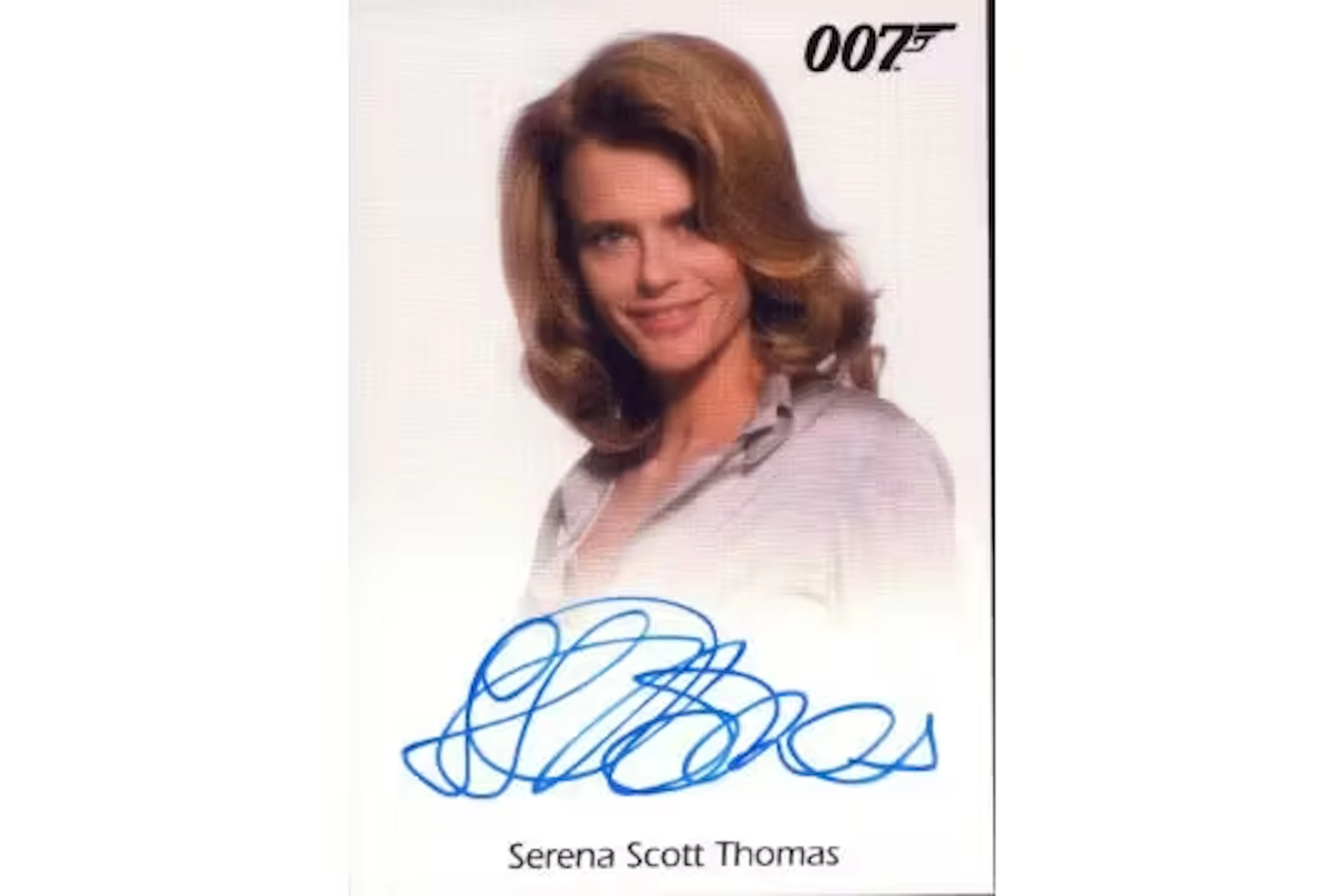 Serena Scott Thomas signed 3x2inch The World is not Enough (James
