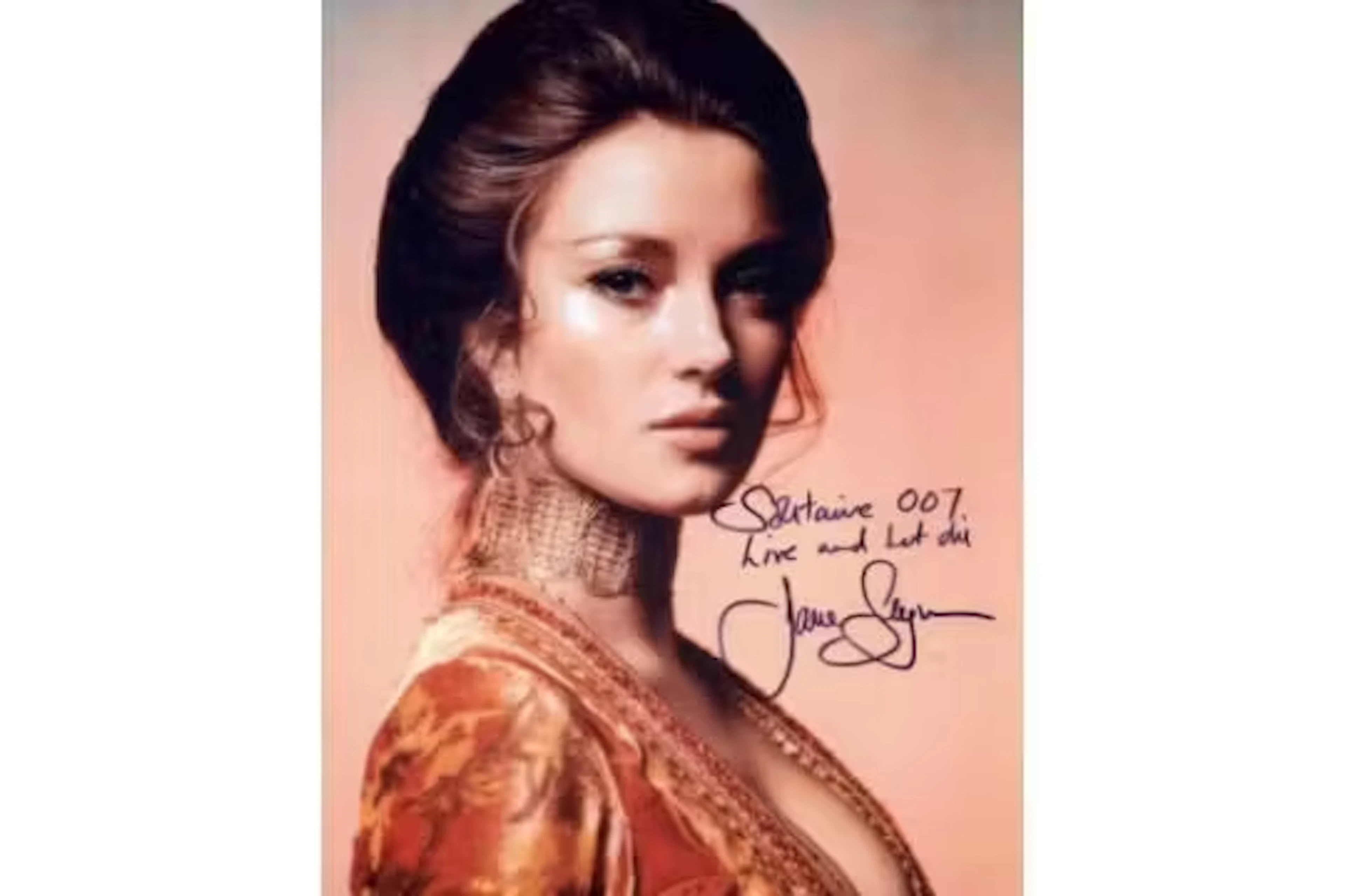 Jane Seymour signed 10x8inch colour photo from Live and let die. Good