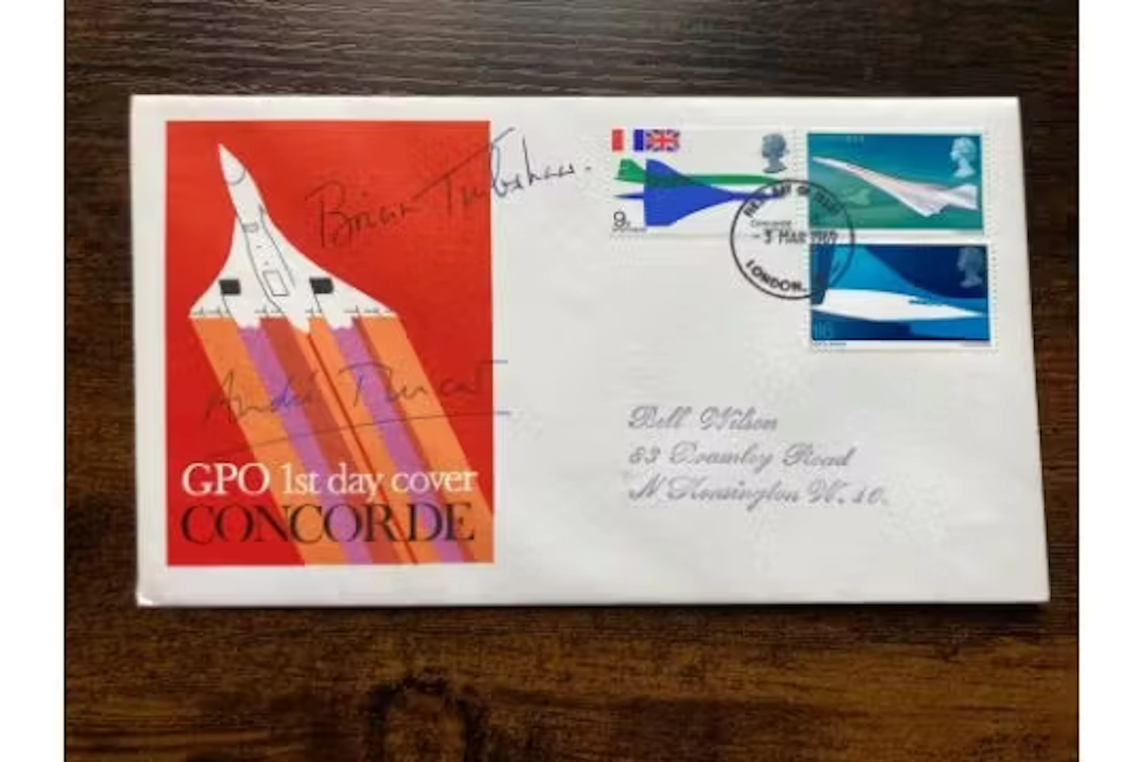 Concorde test pilots Andre Turcat and Brian Trubshaw signed 1969 Concorde