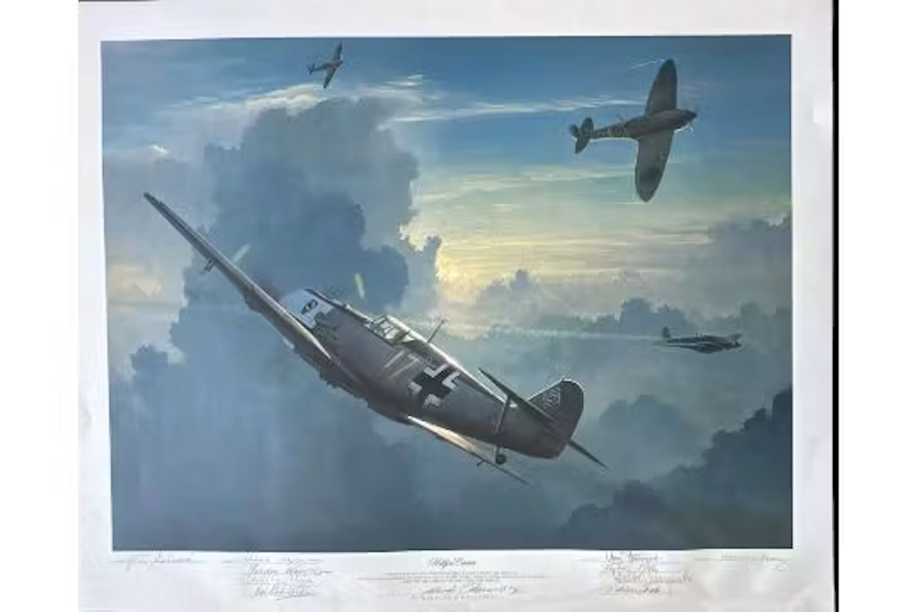 Multi signed Limited Edition military print Titled Hellfire Corner