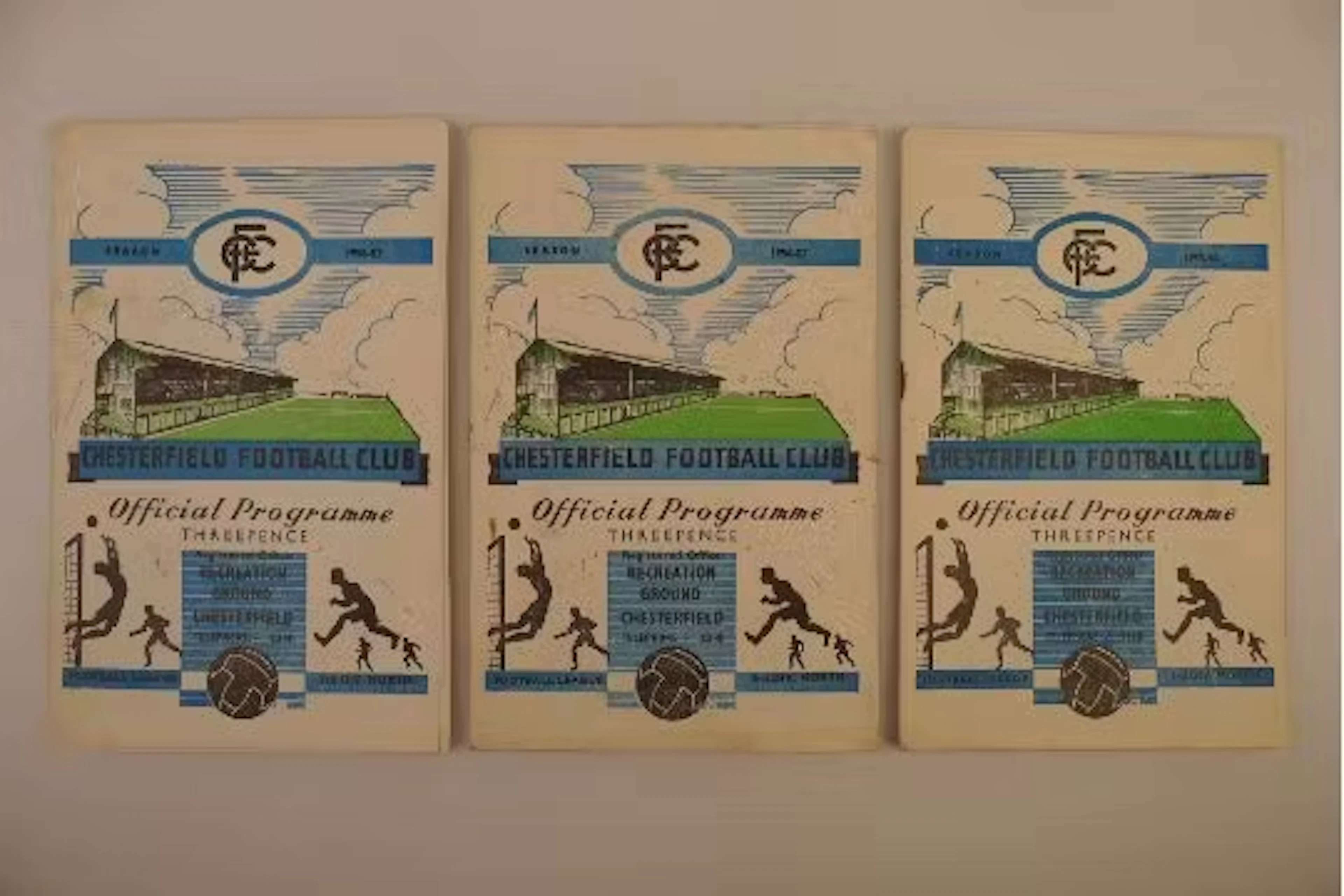3 x Chesterfield 1956 football programmes, Vs Chester Sept 5, Vs York