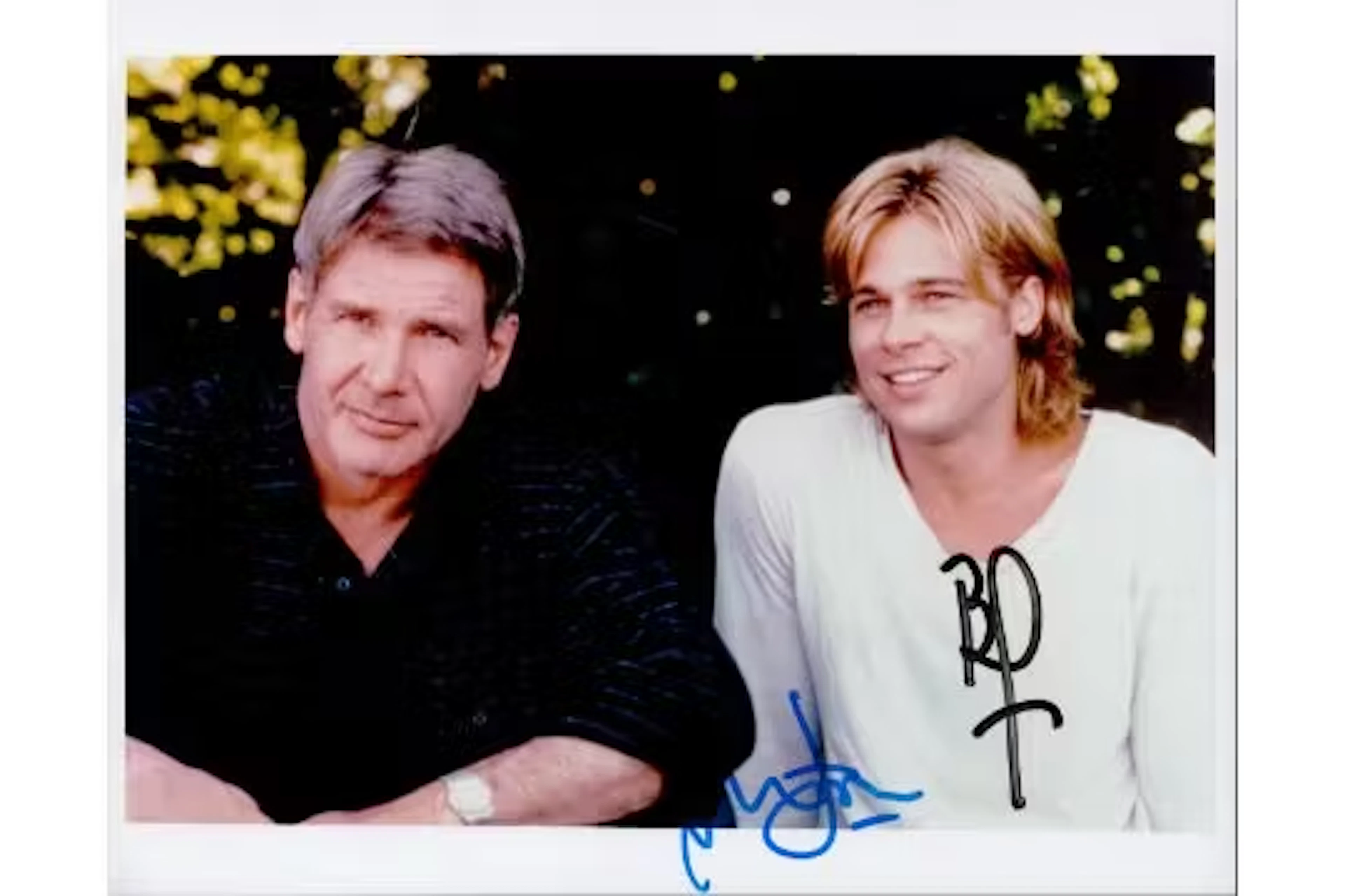 Harrison Ford and Brad Pitt multiple signed colour photo 10x8. Good