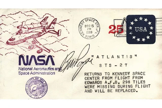 Astronaut Bill Pogue signed NASA Atlantis STS-27 FDC. DEC 1988. In