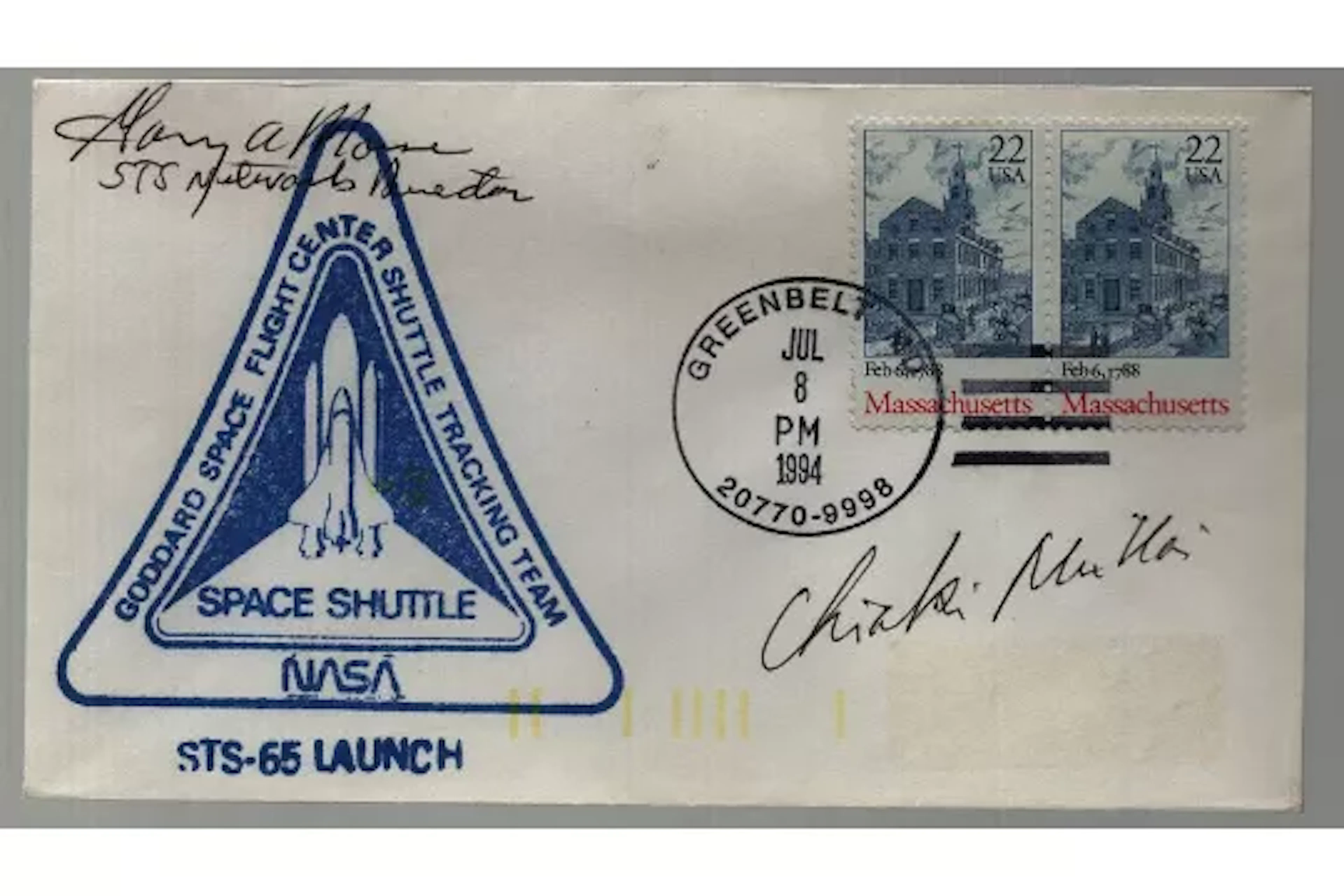 Astronaut Chiaki Mukai signed NASA Space Shuttle STS-65 Launch FDC