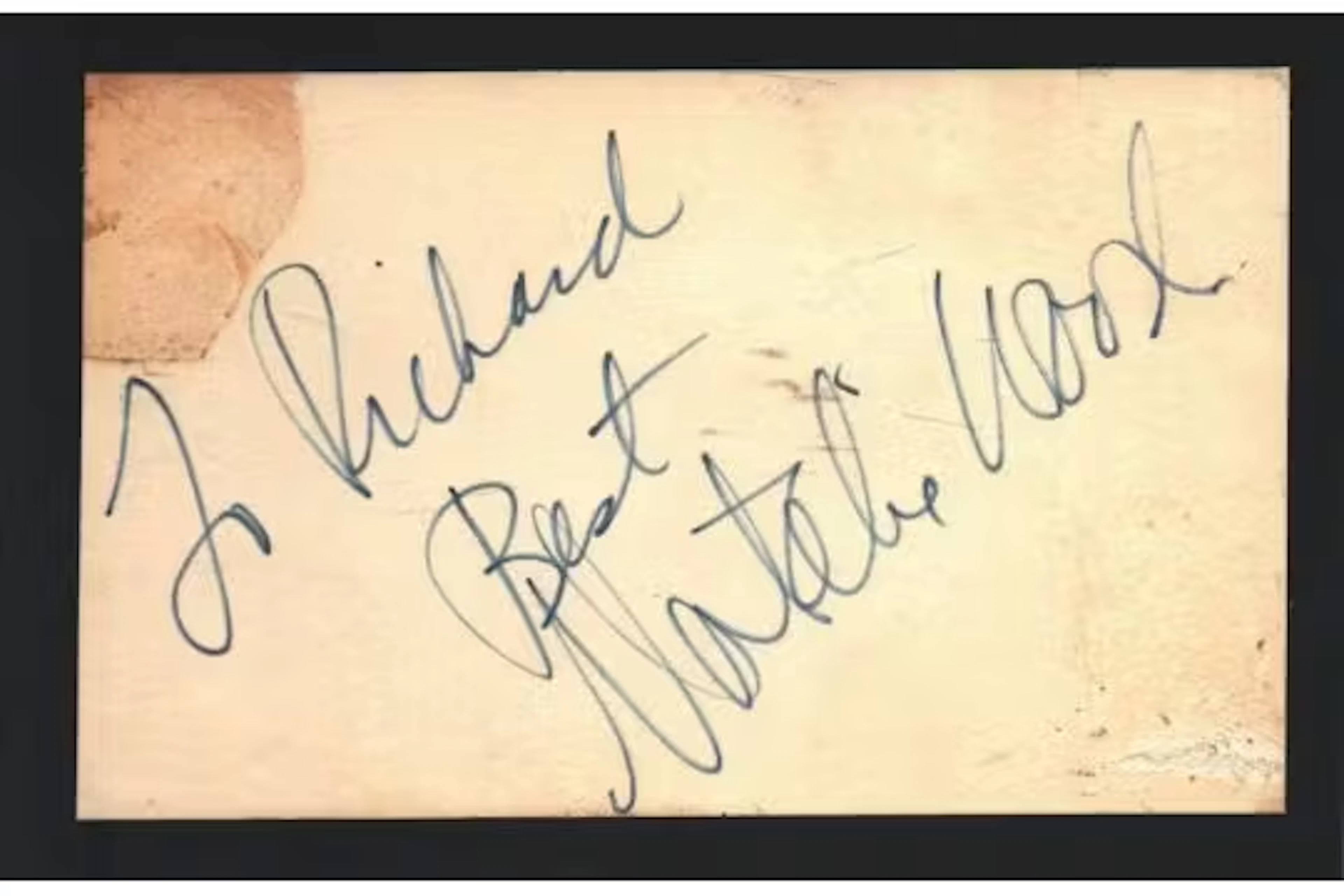 Natalie Wood signed white card. Good condition. All autographs come