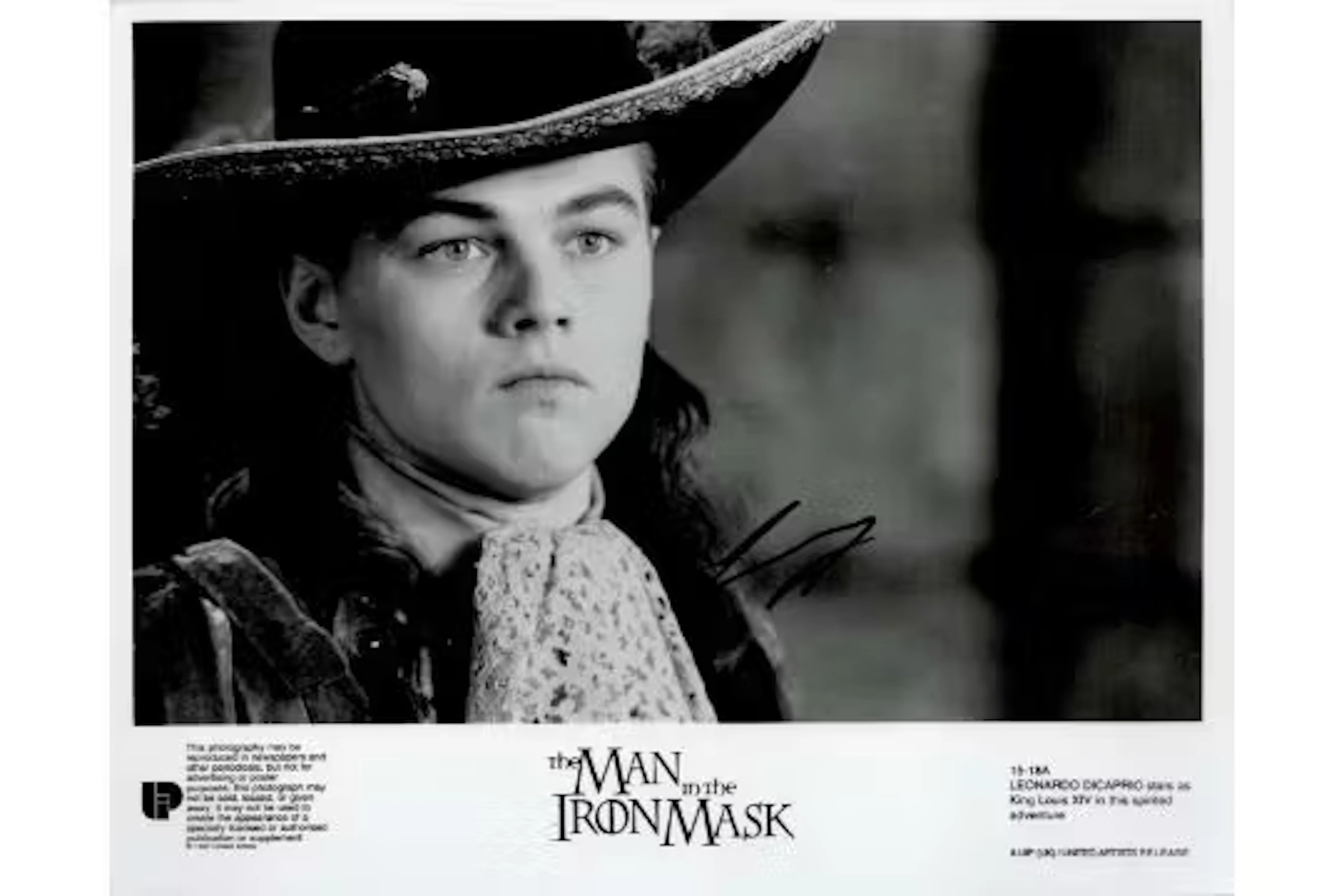 Leonardo DiCaprio signed "The Man in the Iron Mask" 10x8inch black