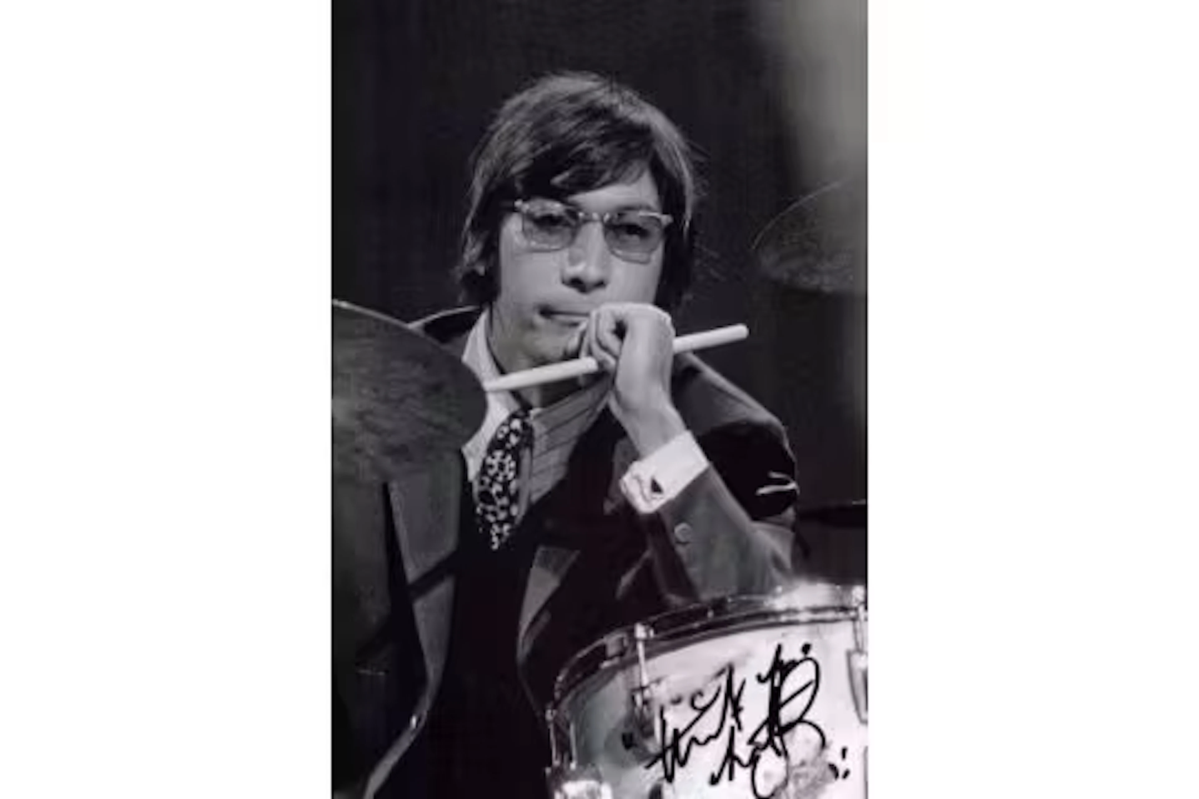 Charlie Watts signed 12x8inch black and white photo. Good condition.