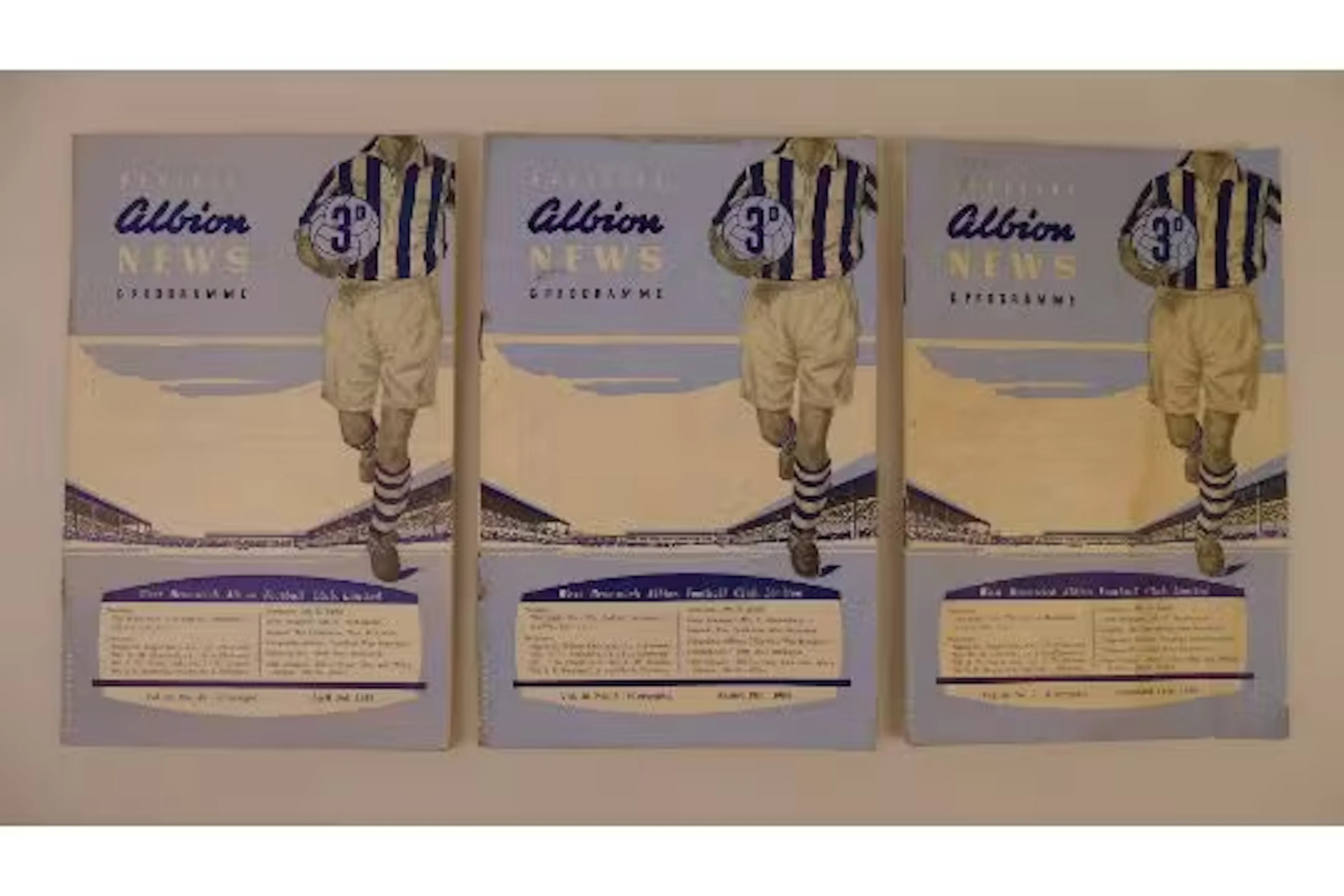 3 x West Bromwich Albion 1954 football programmes, Vs Wolverhampton