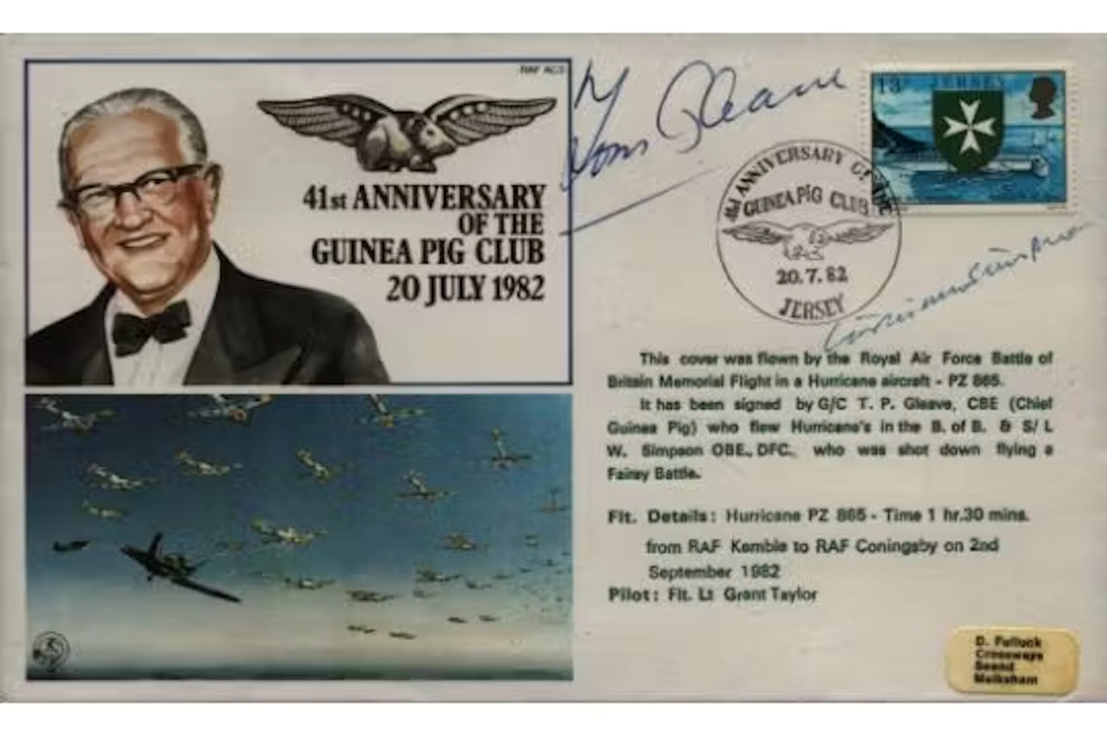 WWII Grp Cpt Tom Gleave and Sq. Ldr W Simpson signed 41st Anniversary