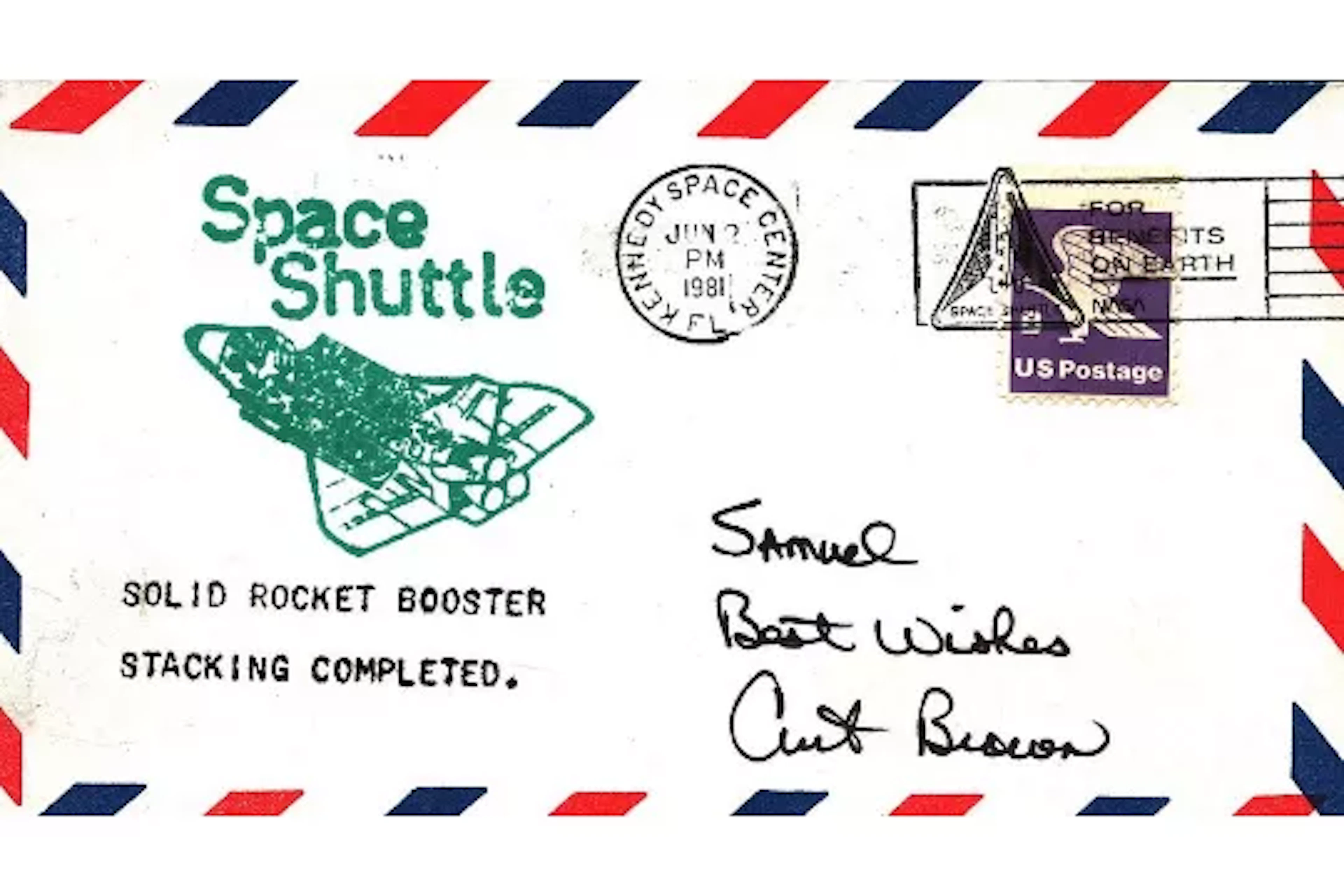 Astronaut Curt Brown signed Space Shuttle Solid Rocket Booster Stacking