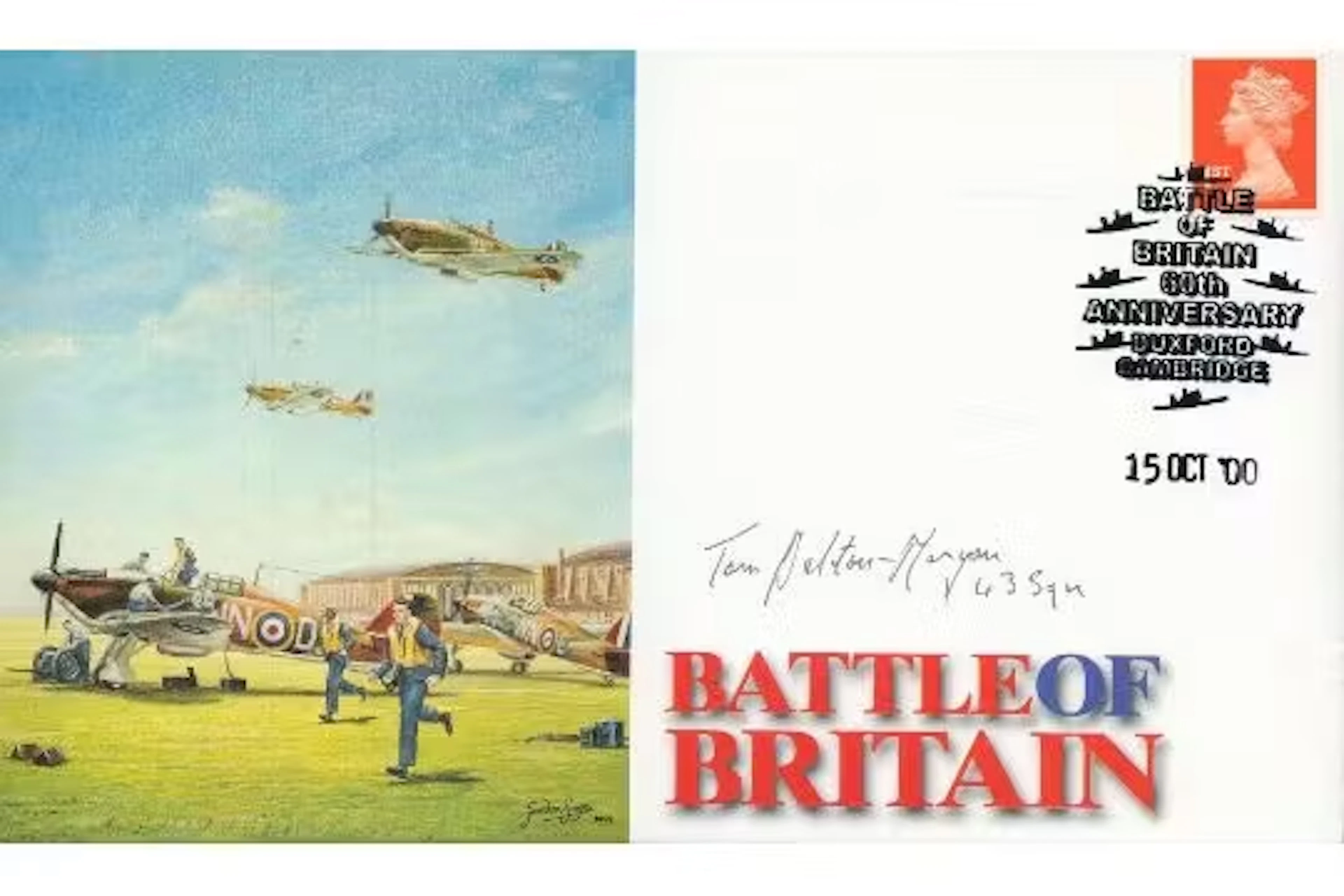 WW2 Rare Battle of Britain pilot Tom Dalton Morgan 43 sqn signed RAF
