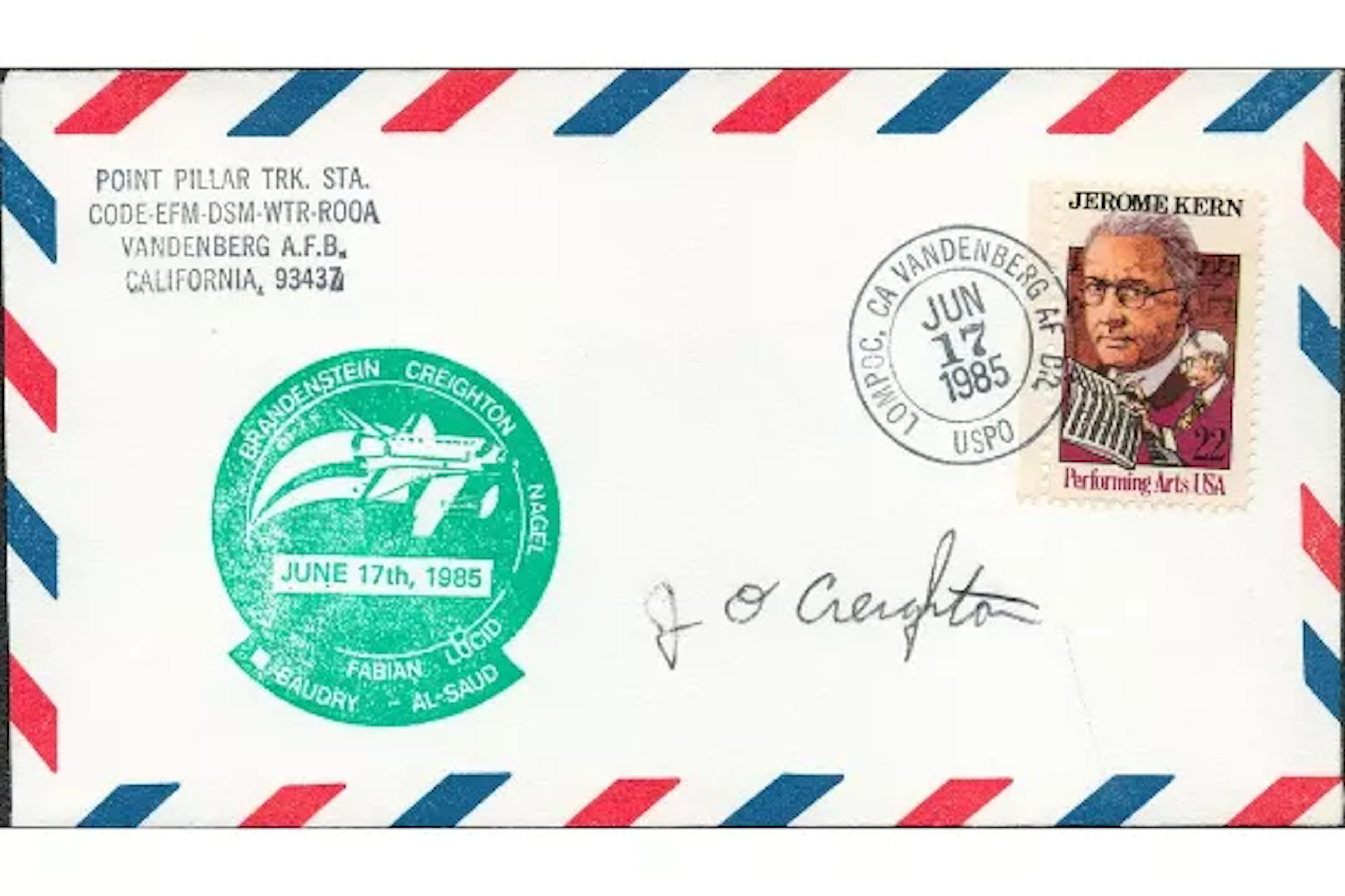 Astronaut John Creighton signed NASA STS-51-G Discovery Mission FDC