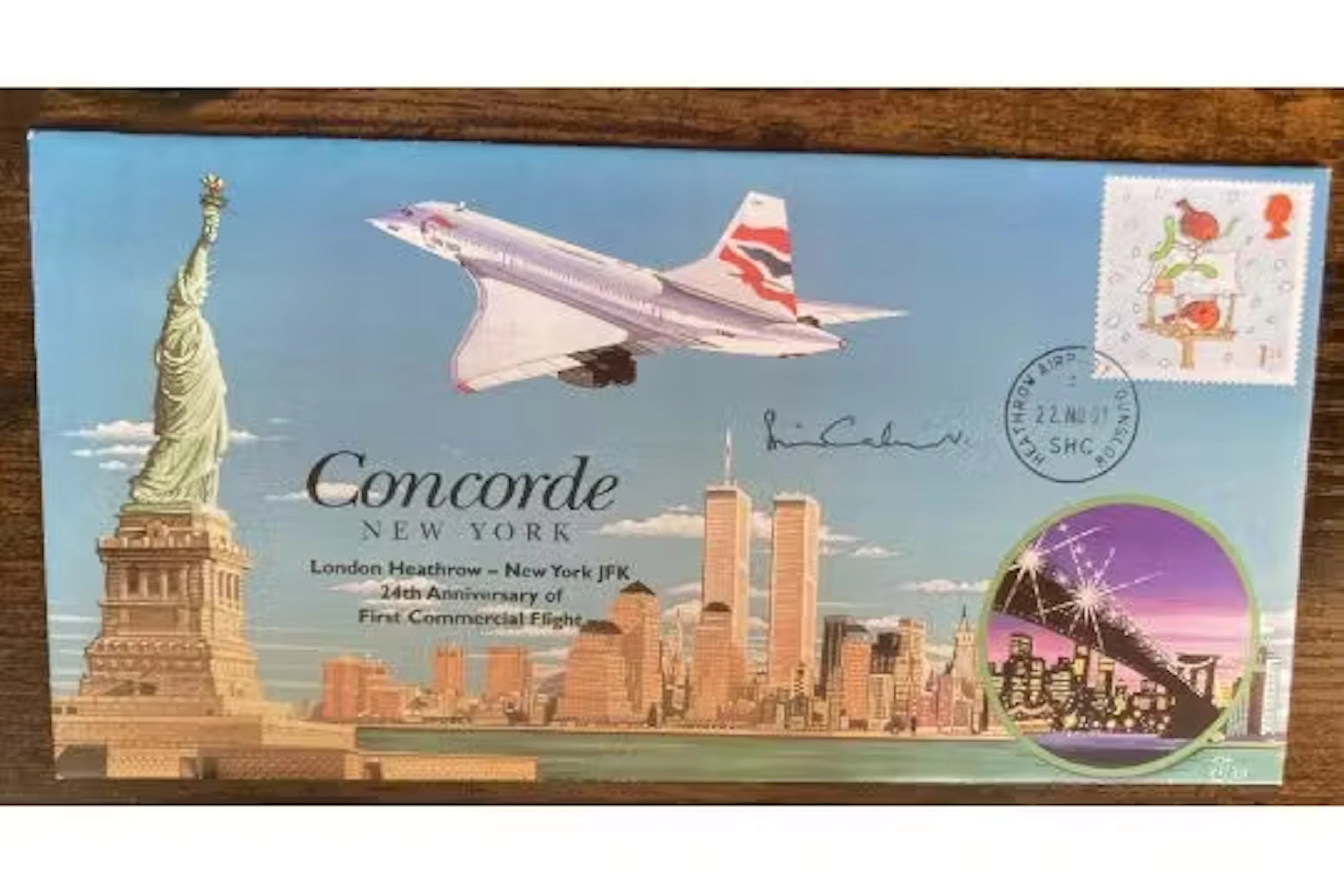 Concorde Captain Brian Calvert signed 2001 Concorde London Heathrow