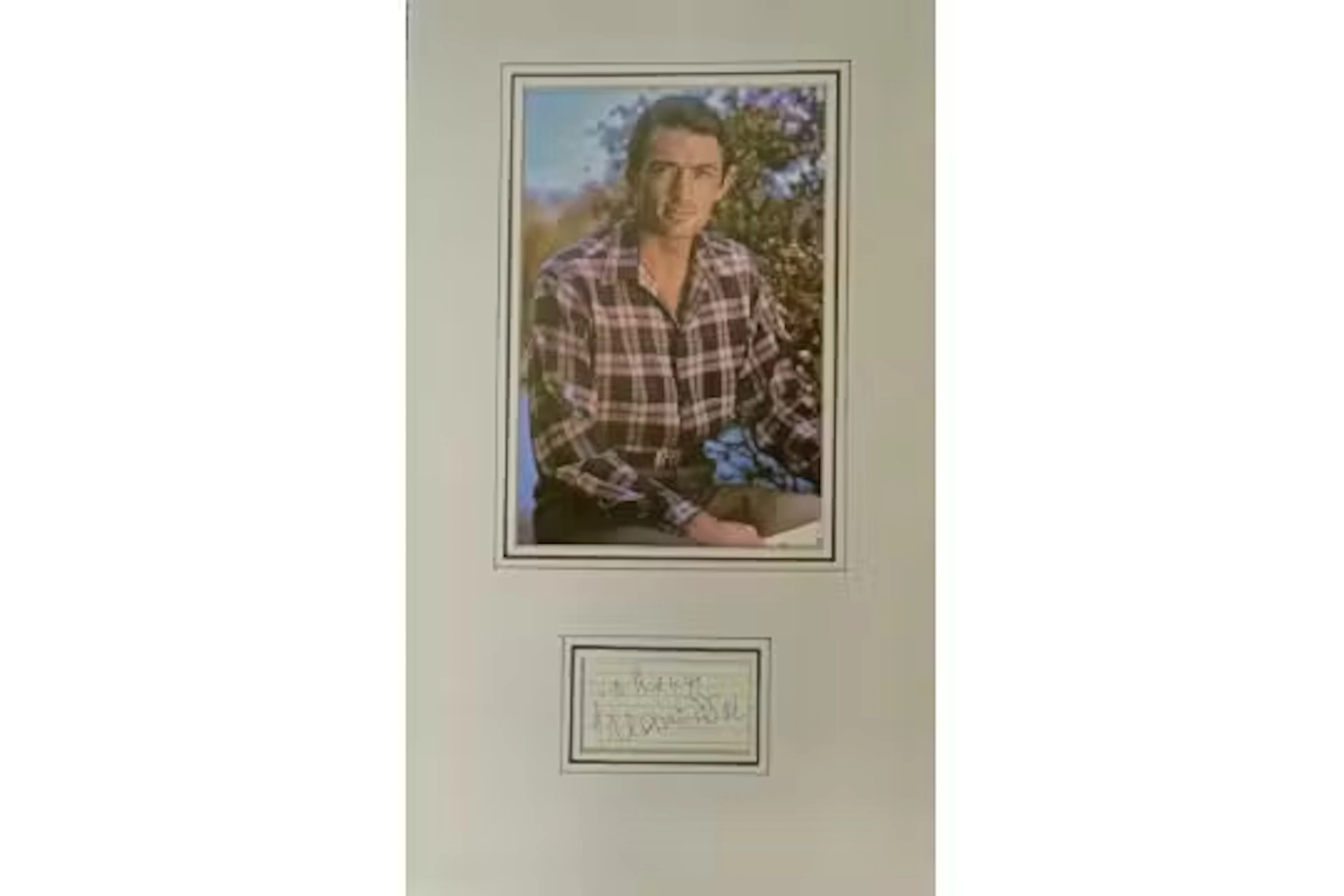 Gregory Peck signature piece mounted below colour photo. Approx overall