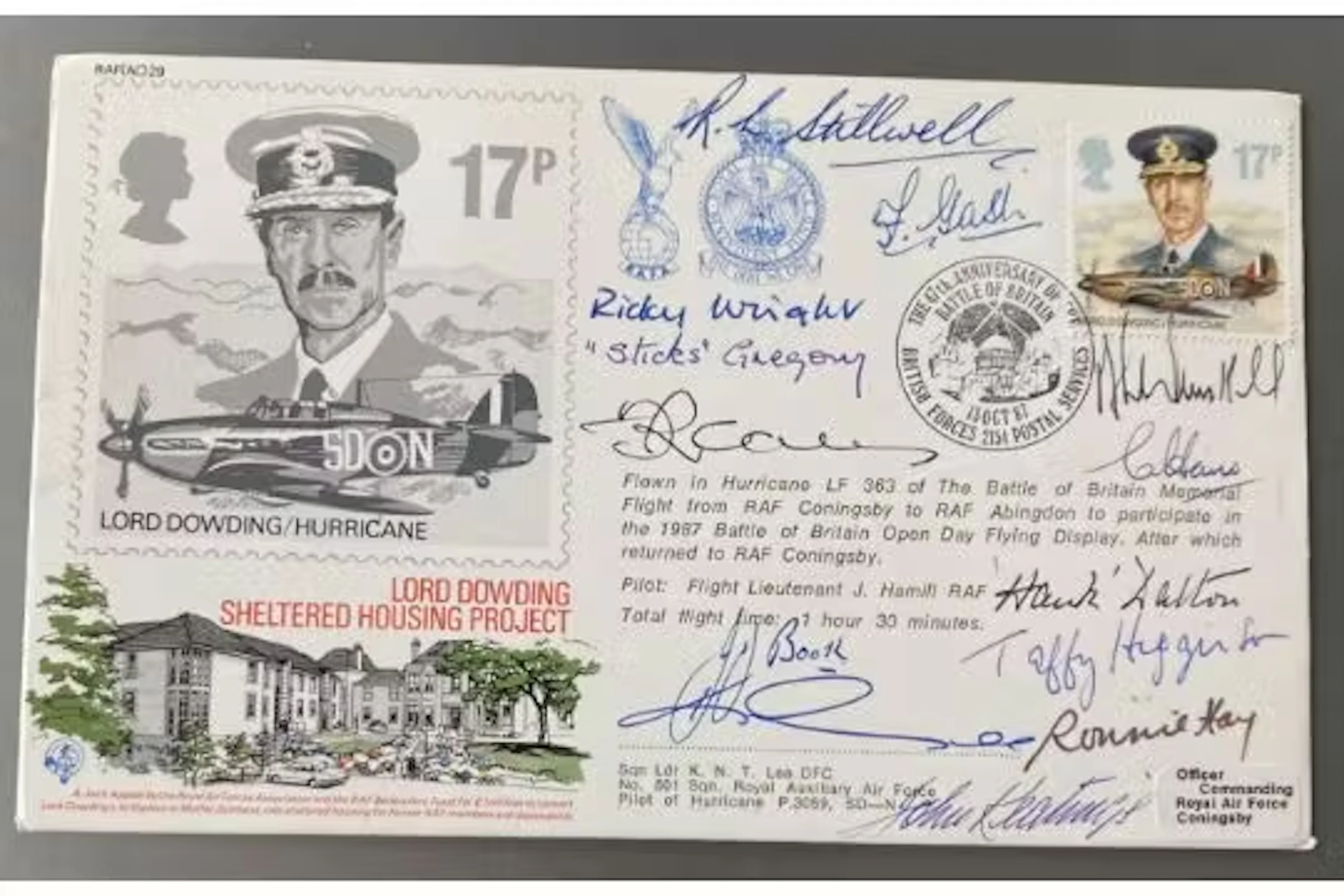 WW2 13 Battle of Britain pilots multiple signed Lord Dowding flown