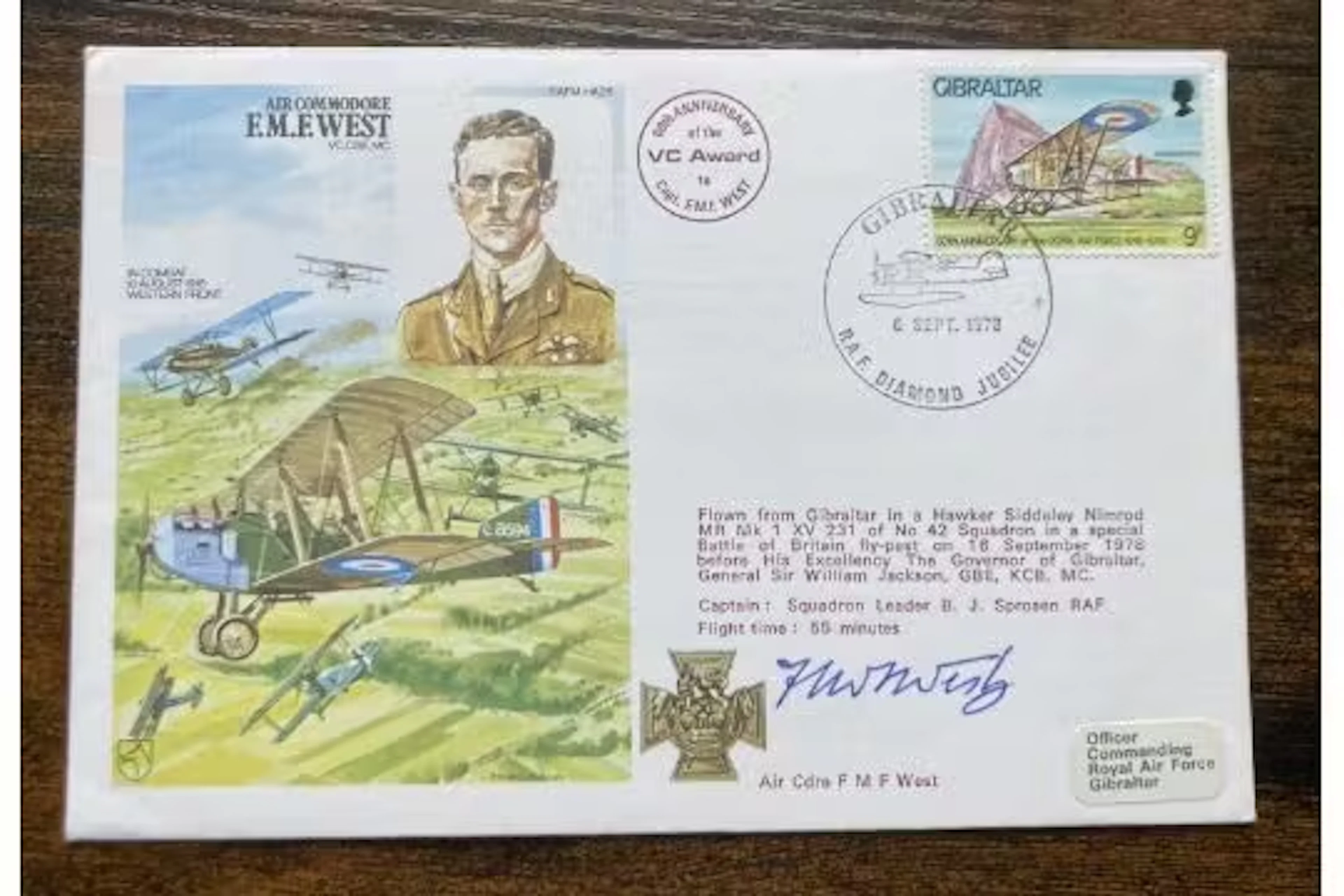 Great War Victoria Cross Air Cdre Fred West VC signed on his own historic