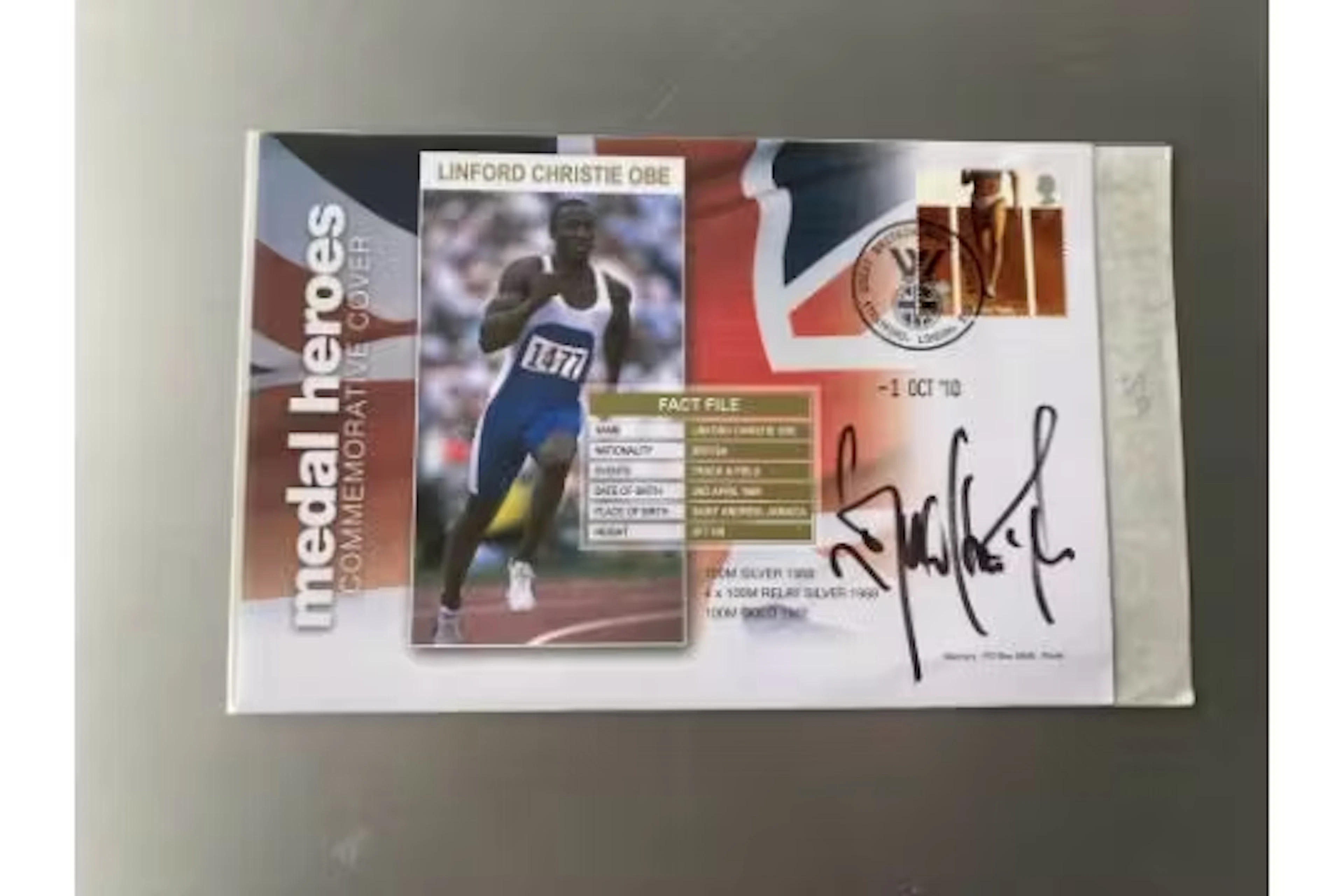 Olympic Runner Linford Christie signed 2010 Medal Heros cover. Linford