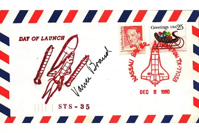 Astronaut Vance Brand signed Shuttle STS-35 Day of Launch FDC PM Nassau