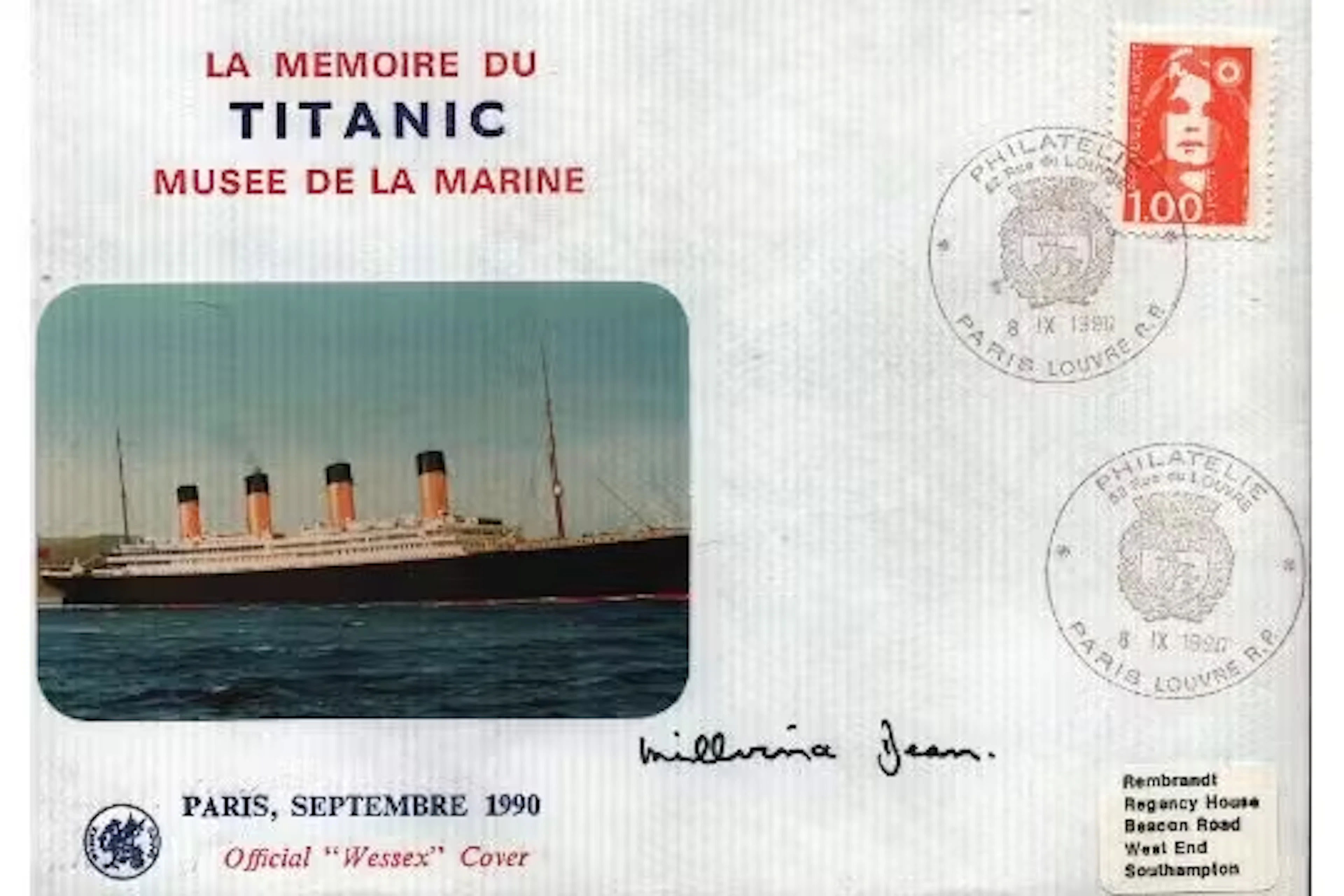Millvina Dean signed La Memoire Du Titanic Musee De La Marine Paris