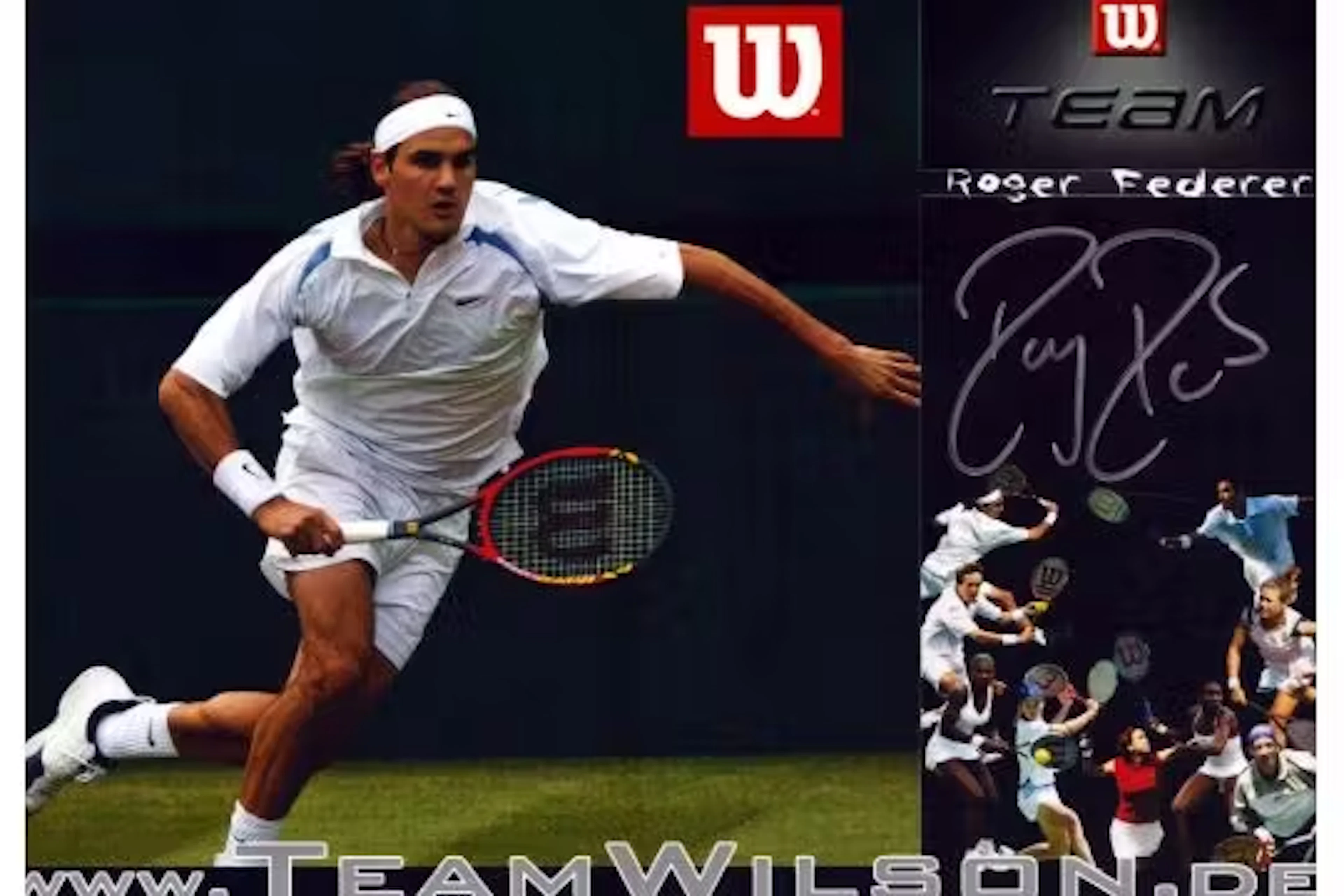 Tennis Roger Federer signed 7x5inch Wilson colour promo photo. Good
