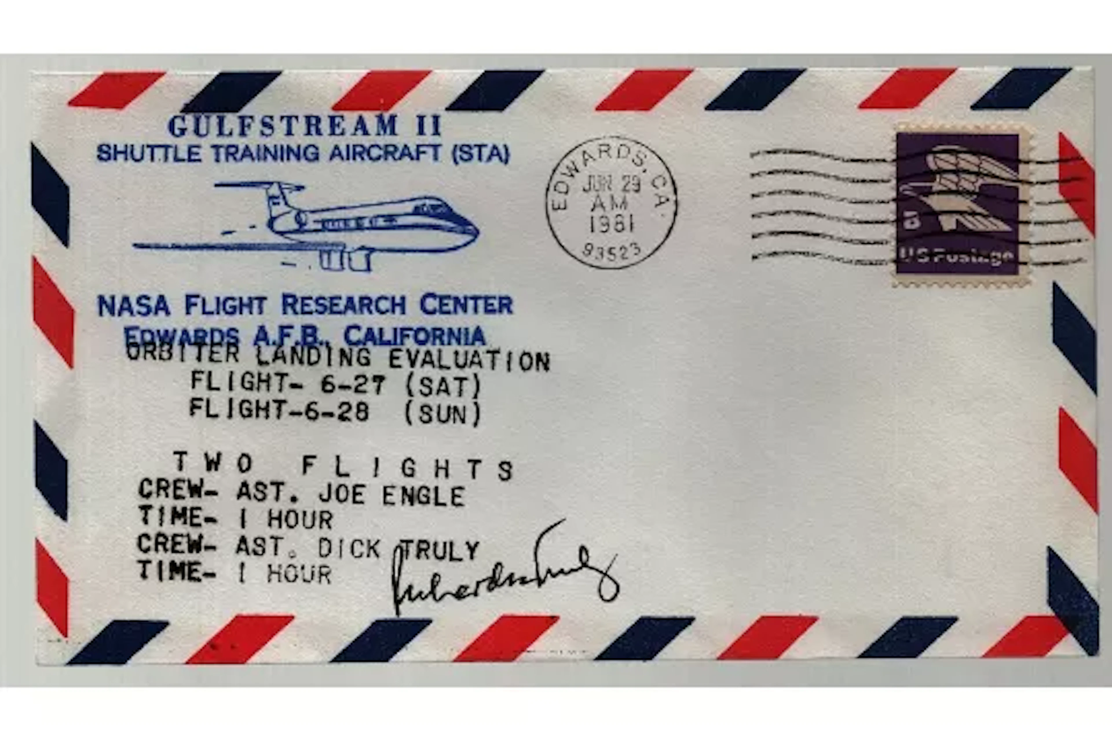 Astronaut Richard Truly signed Gulfstream II Shuttle Training Aircraft