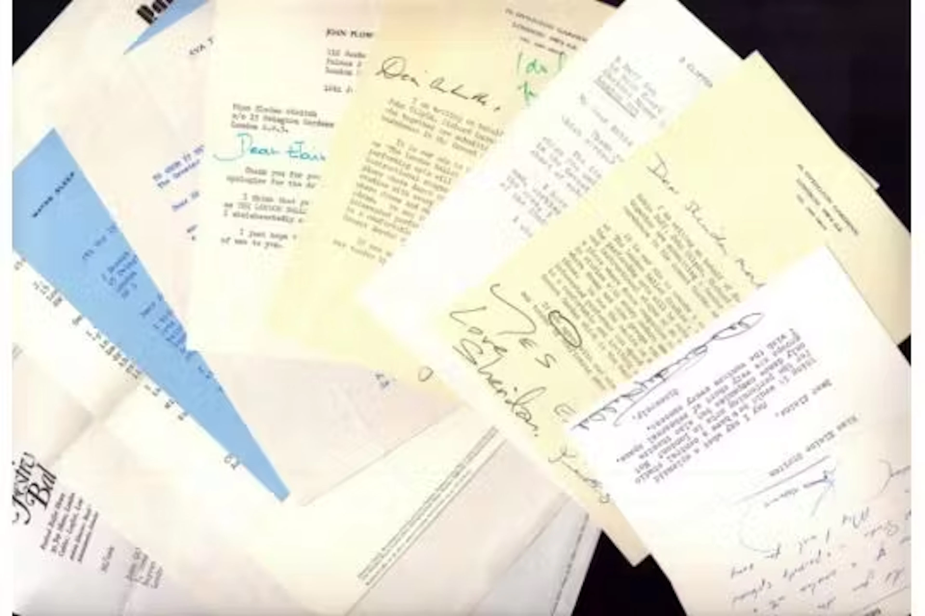 London Ballet studios letter collection. 11 in total. Includes Derek