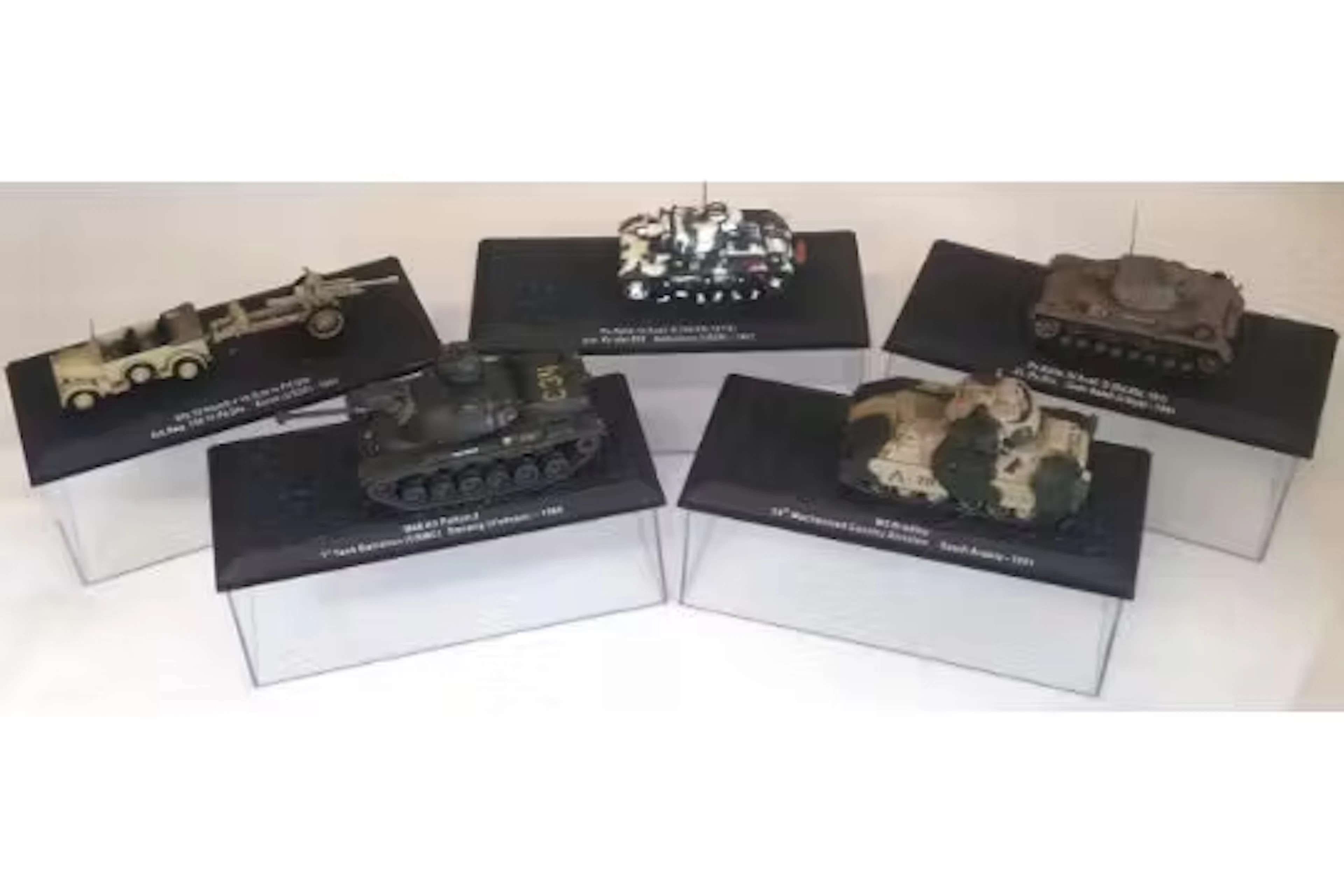 Model Tank Collection each in a display case. M48 Patton2. 1st Tank