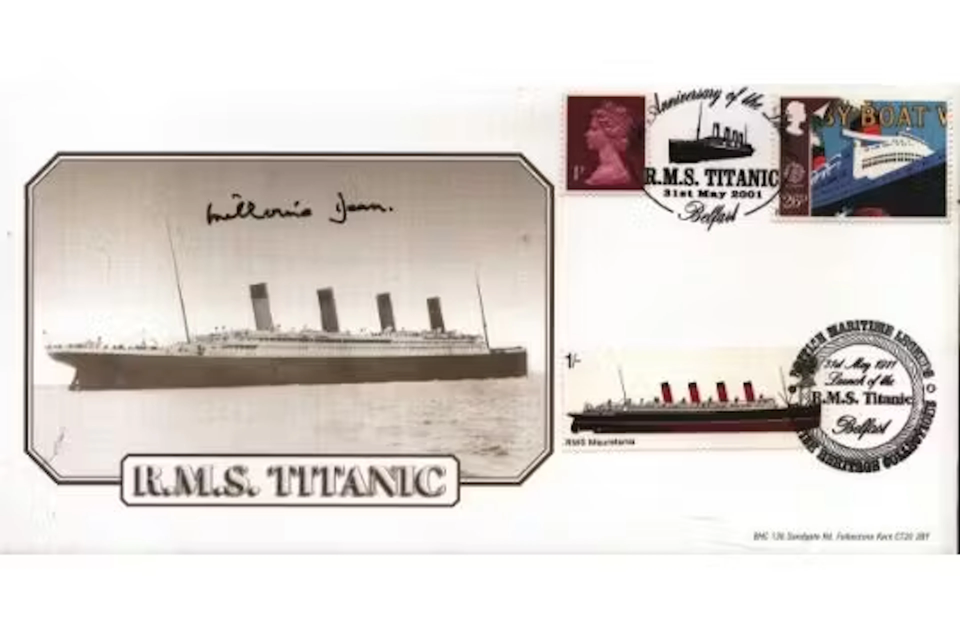 Millvina Dean signed R.M.S Titanic PM 90th Anniversary of the Launch