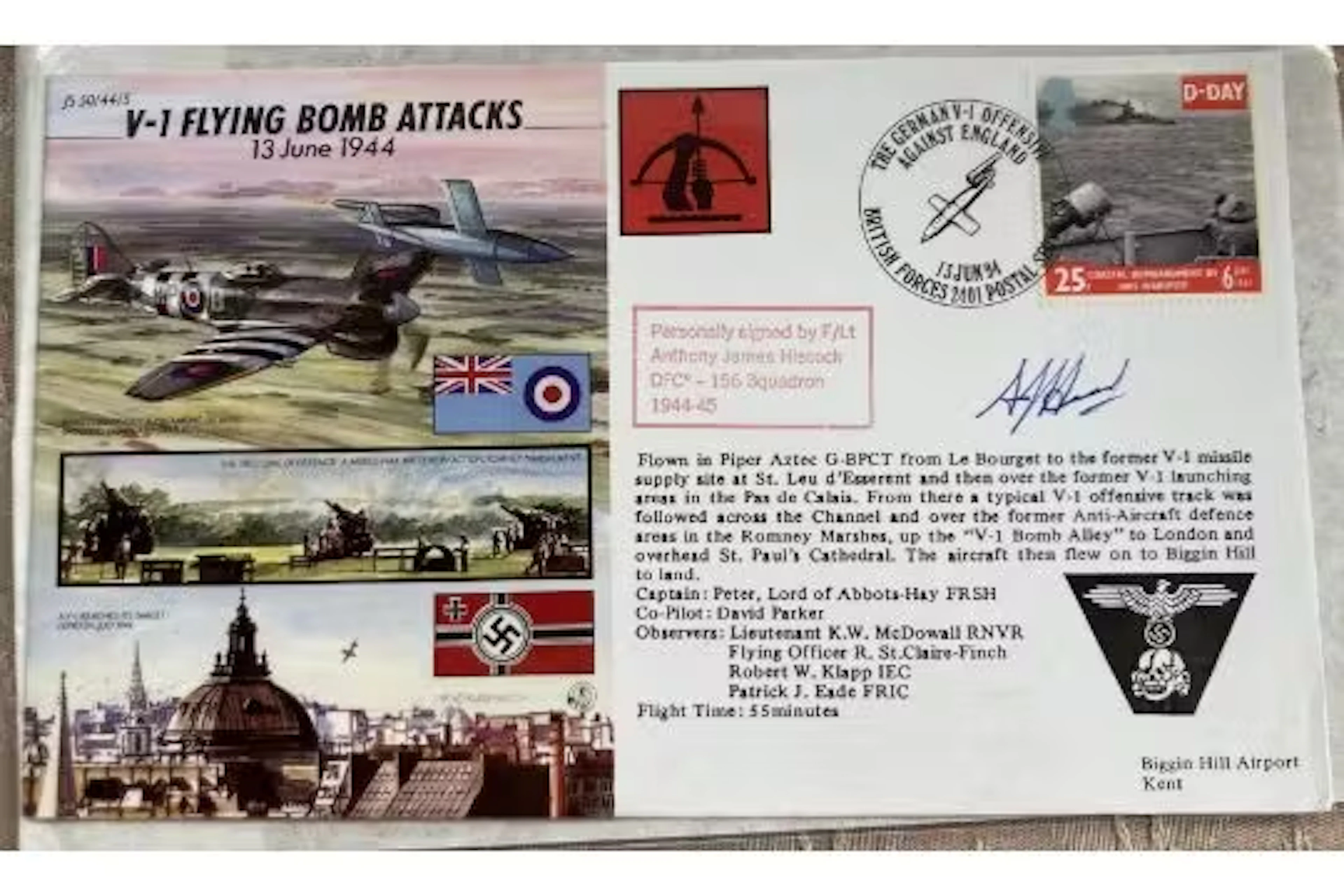 WW2 Bomber command signed cover JS50/44/5b V1 Flying Attacks Signed