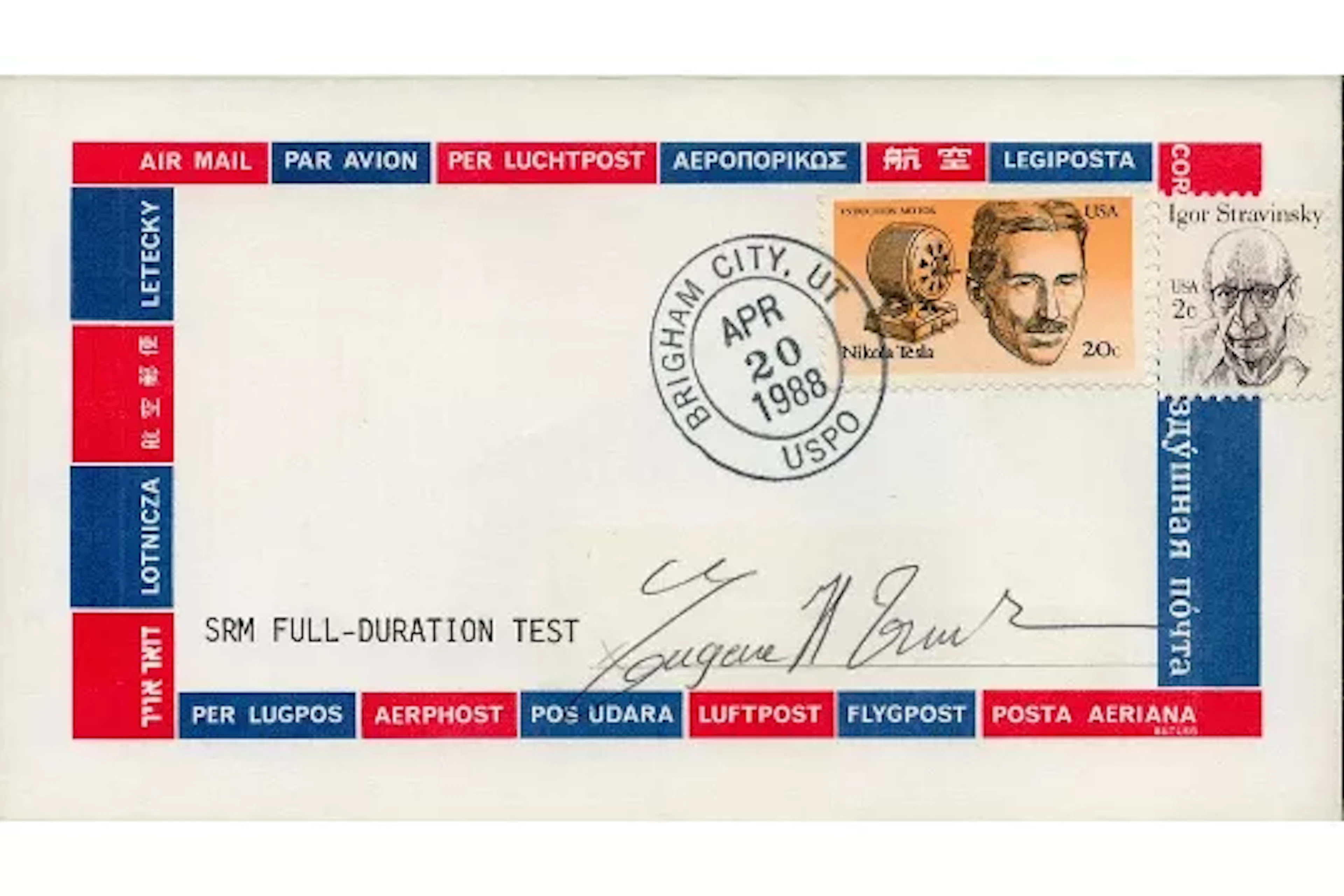 Astronaut Eugene Trinh signed SRM Full Duration Test FDC PM Brigham