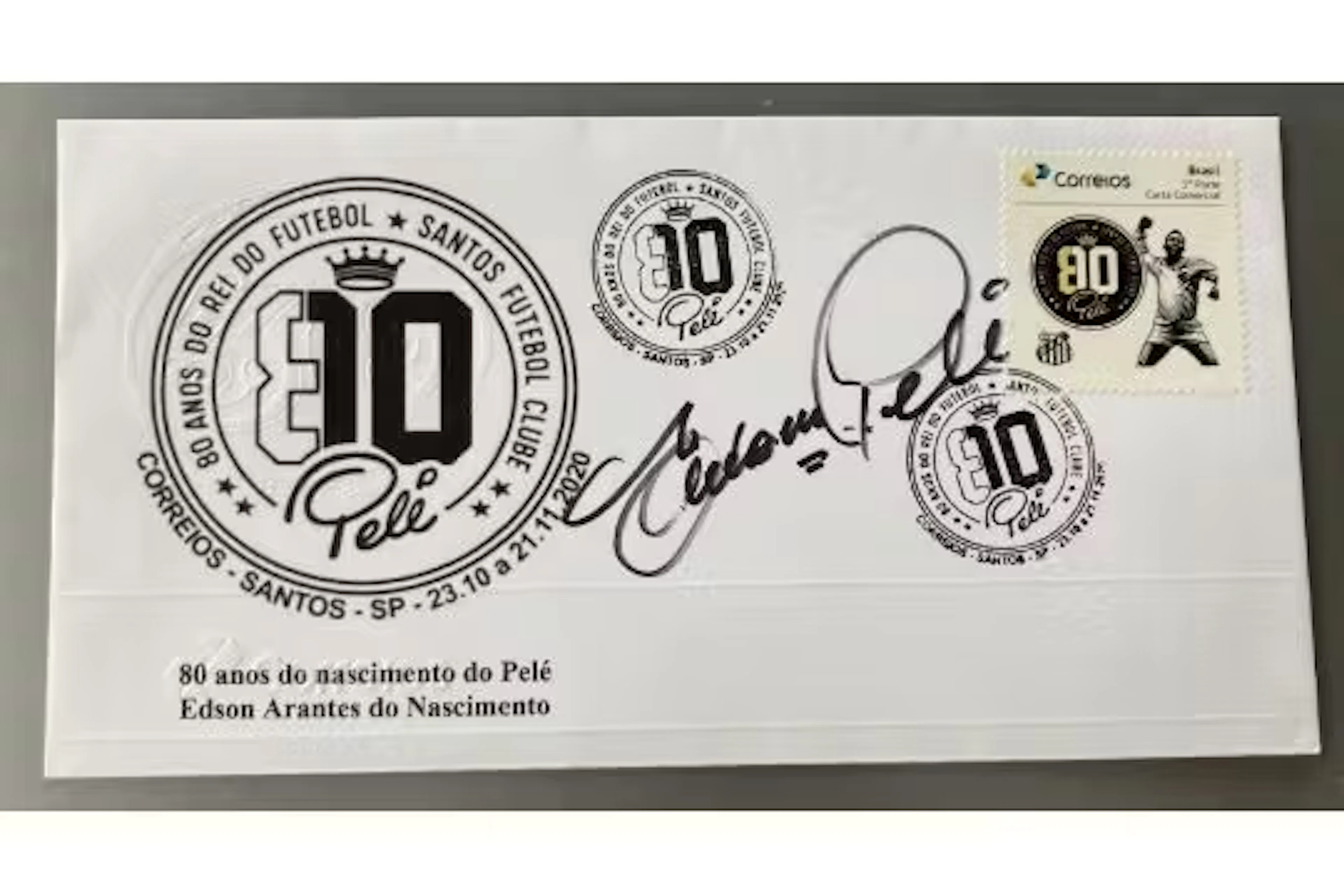 Football Legend Pele signed soccer FDC, rare full name autograph Edson
