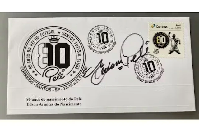 Football Legend Pele signed soccer FDC, rare full name autograph Edson