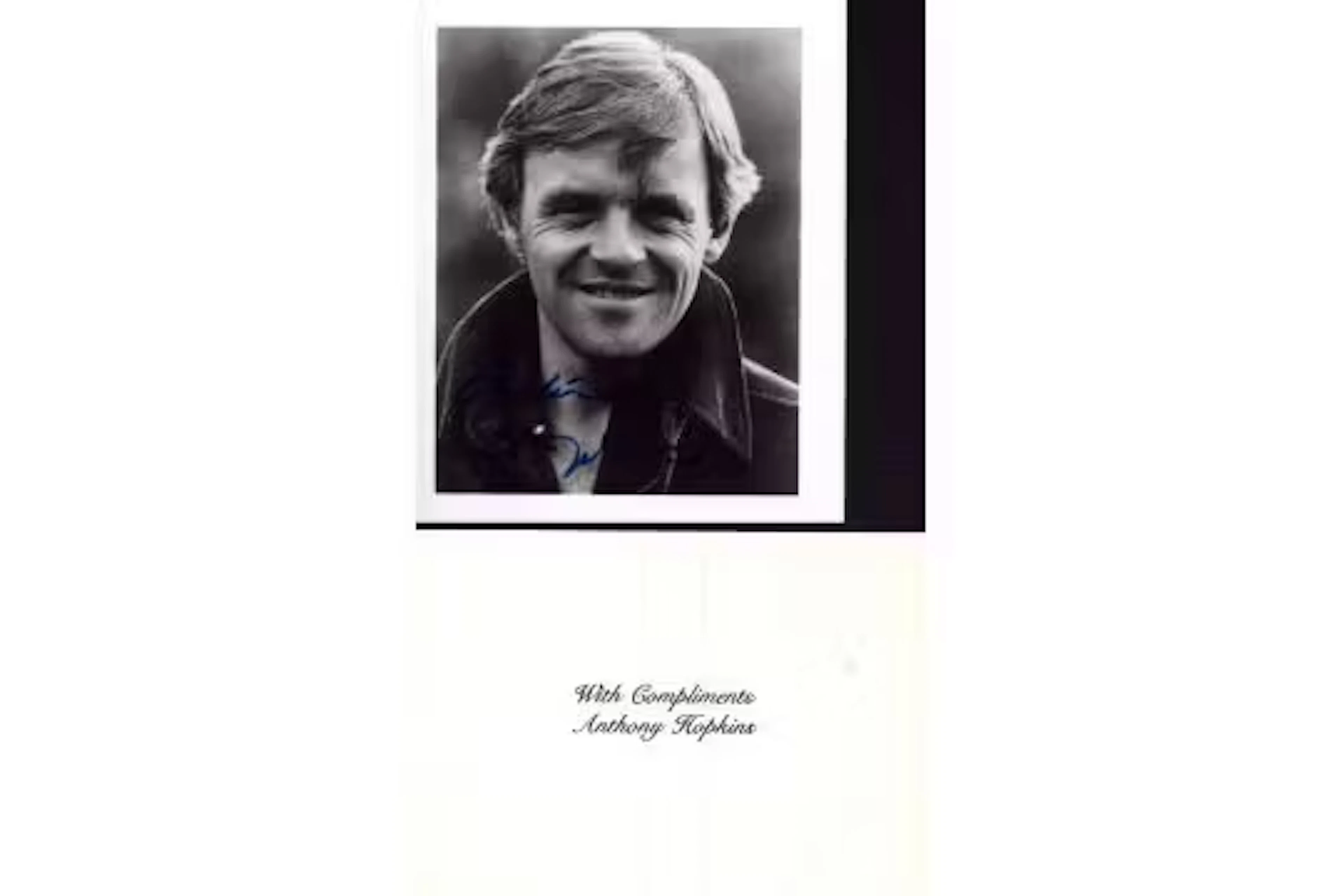 Anthony Hopkins signed 5x4inch black and white photo. Good condition.