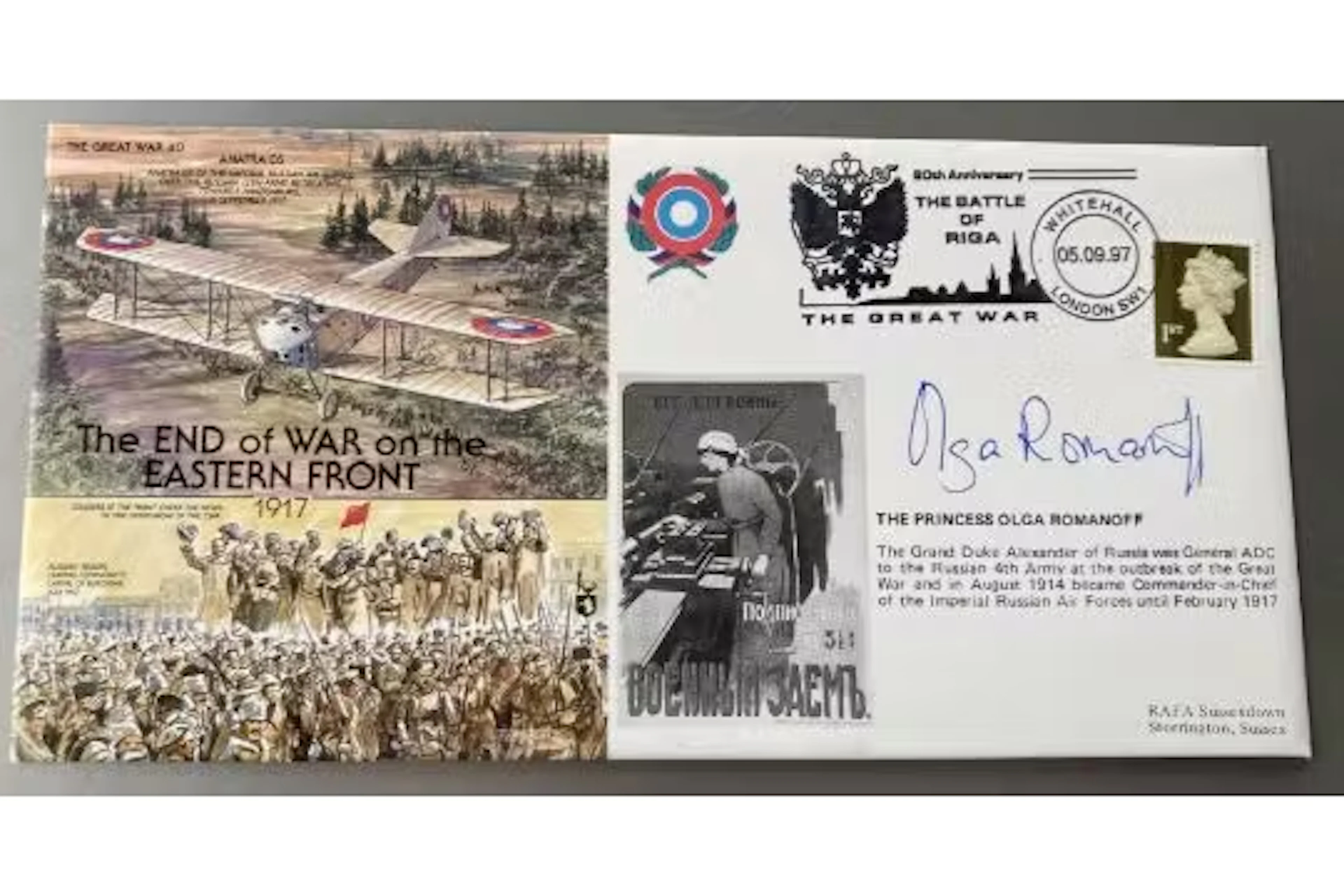 Princess Olga Romanoff signed rare Great War End of War on Eastern