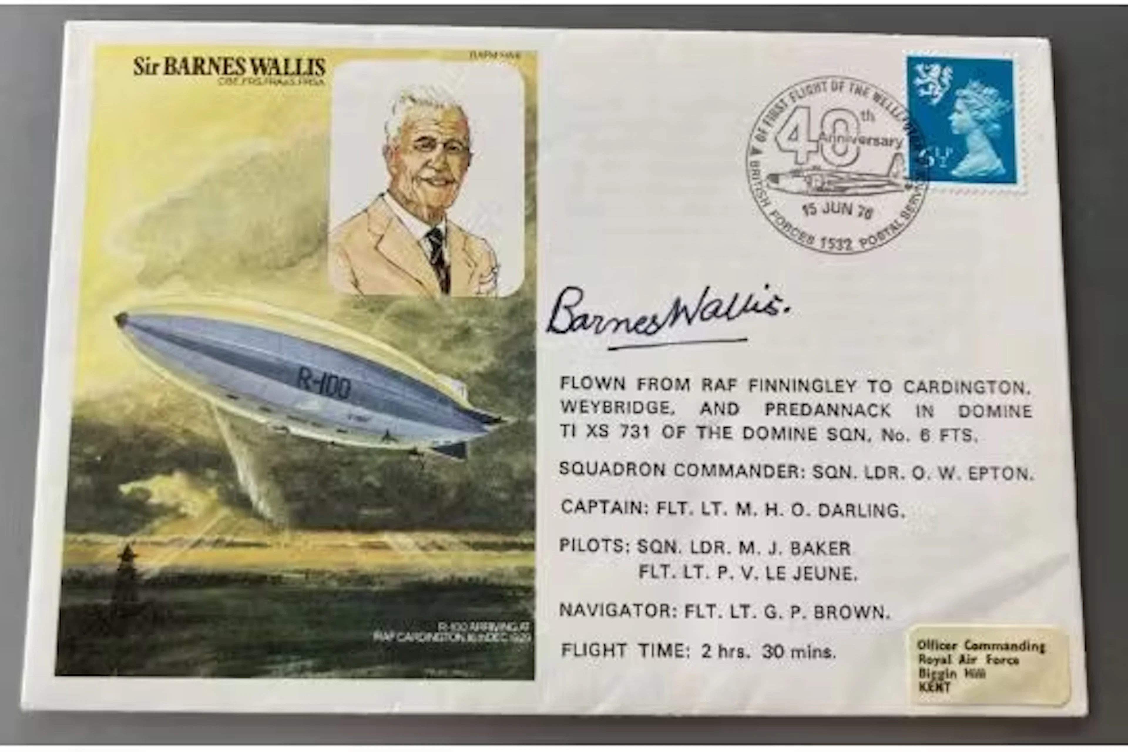 Dambuster bomb inventor Sir Barnes Wallis signed on his own historic