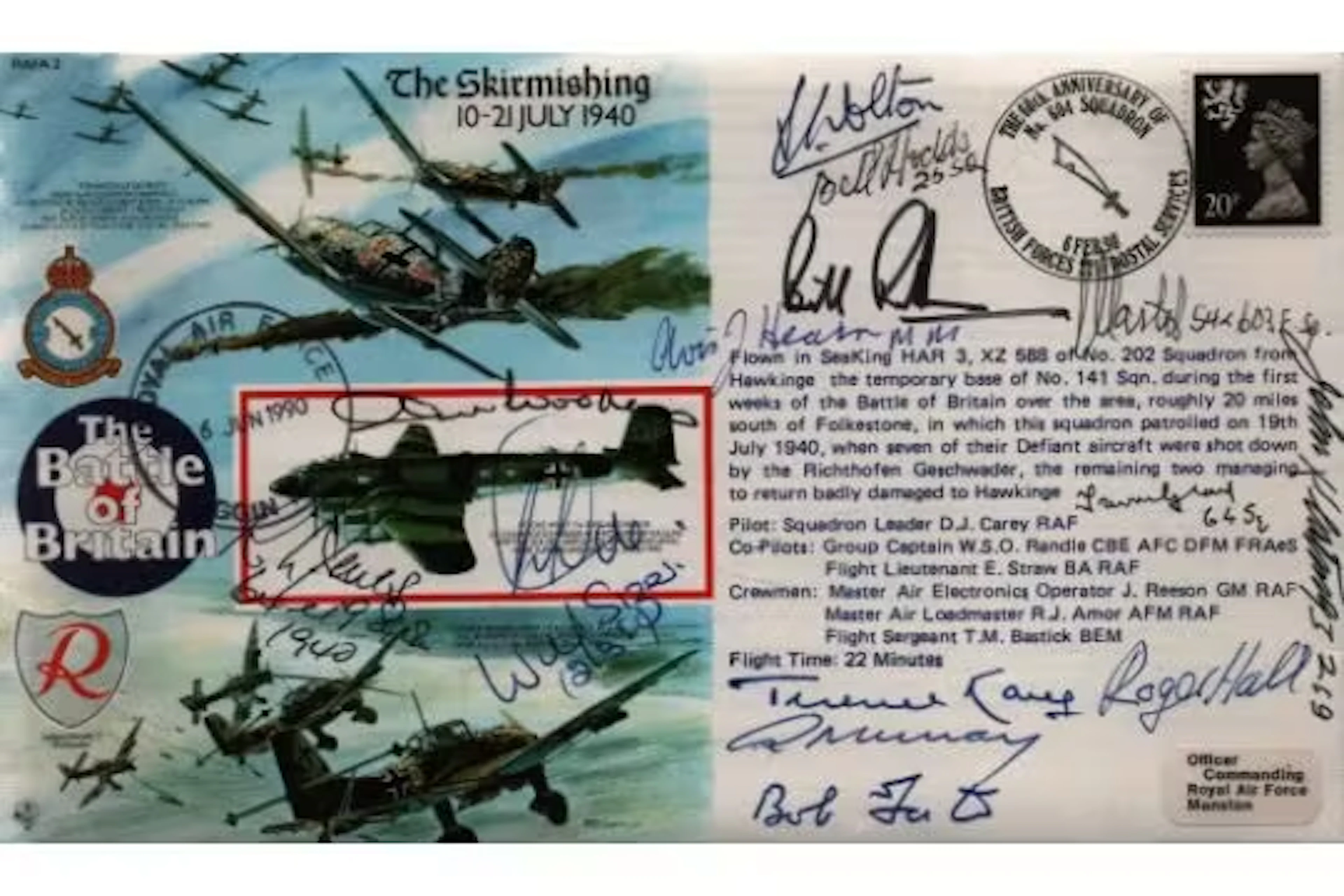 WWII Battle of Britain multi signed The Skirmishing 10-21 July 1940