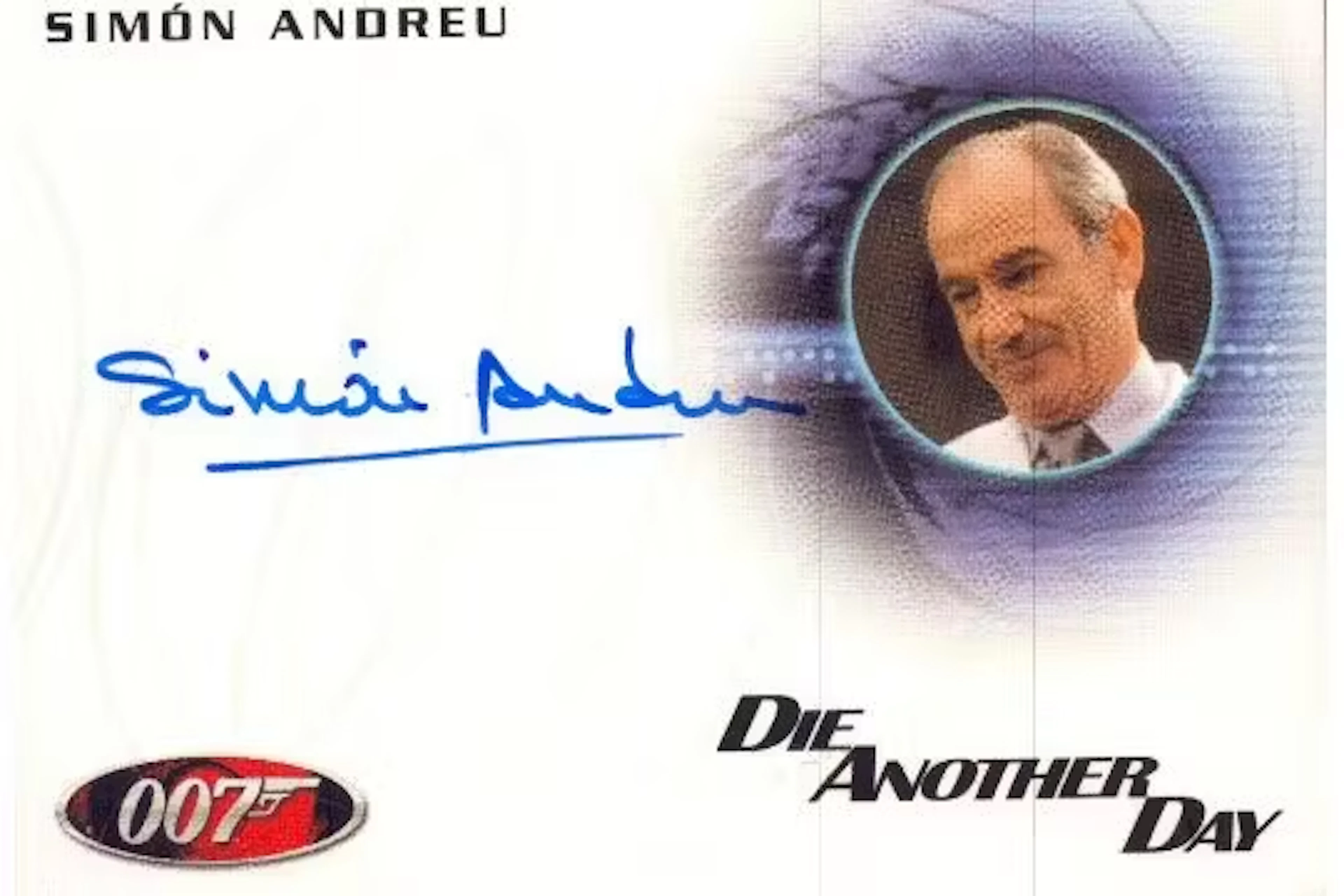 Simon Andreu signed 3x2inch Die Another Day (James Bond) photo card.