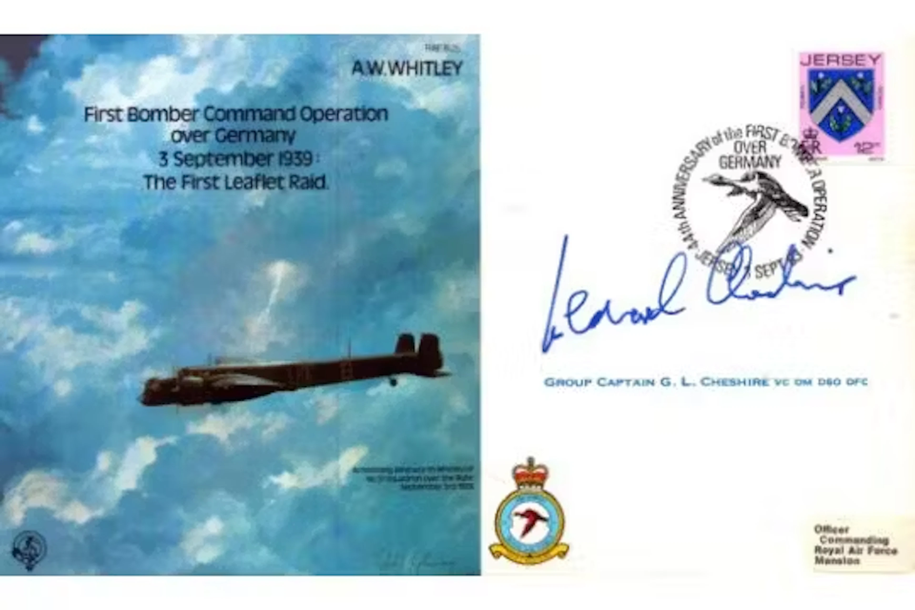 Gr Cpt Leonard Cheshire signed First Bomber Command Operation over