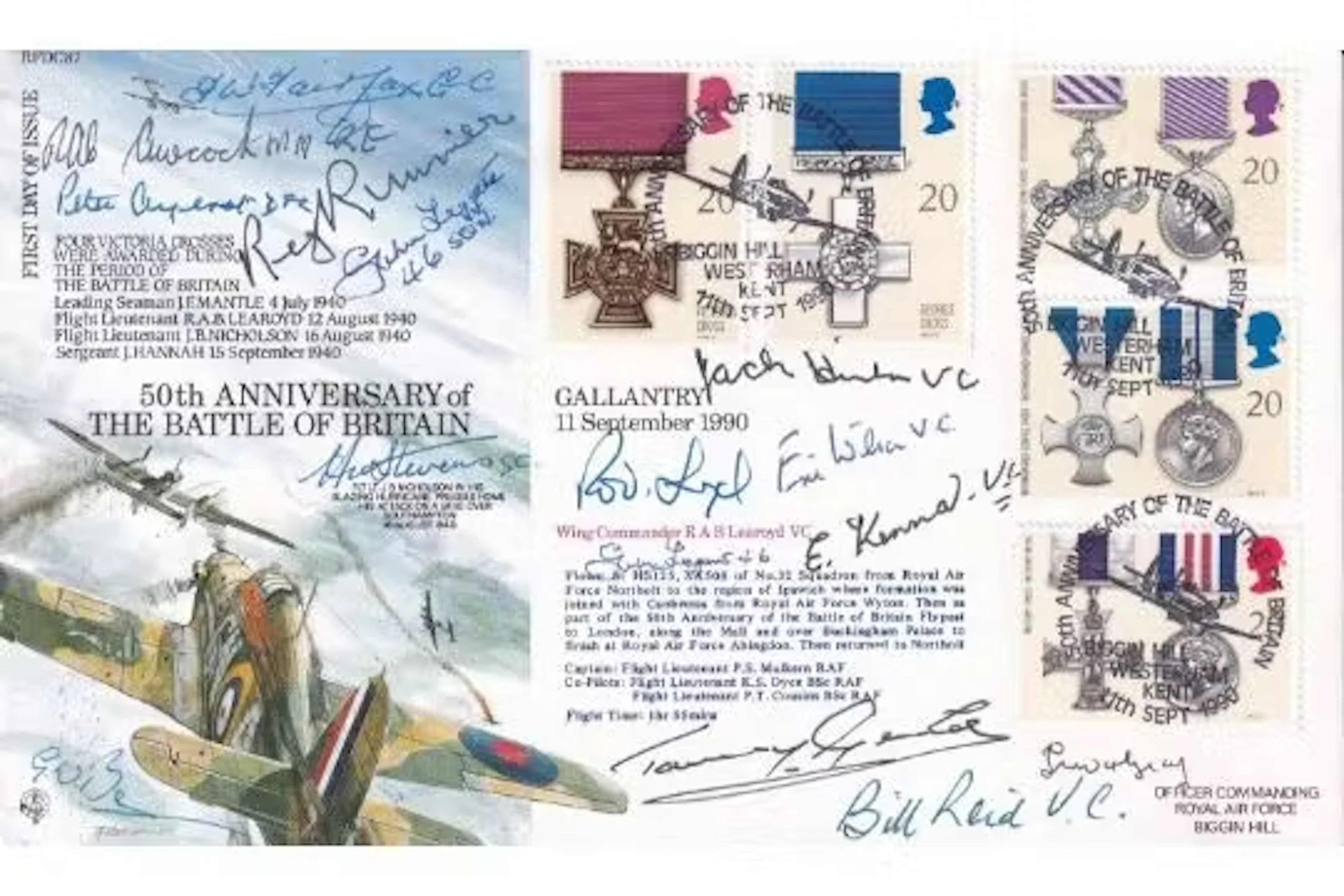Battle of Britain Full set Gallantry Stamps Signed 14, 6 VC, 3GC