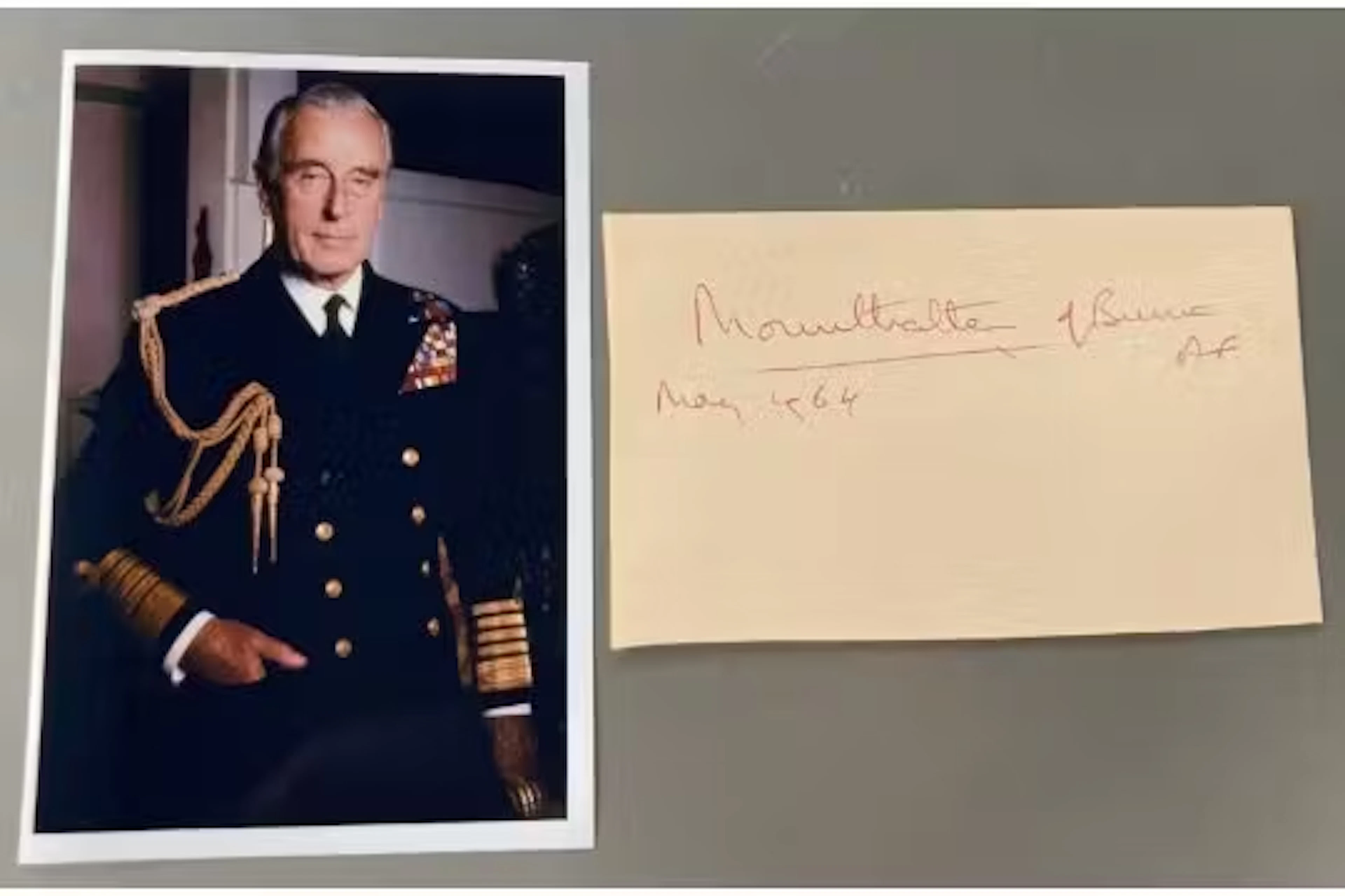Lord Mountbatten of Burma AF signed card with unsigned photo. Admiral