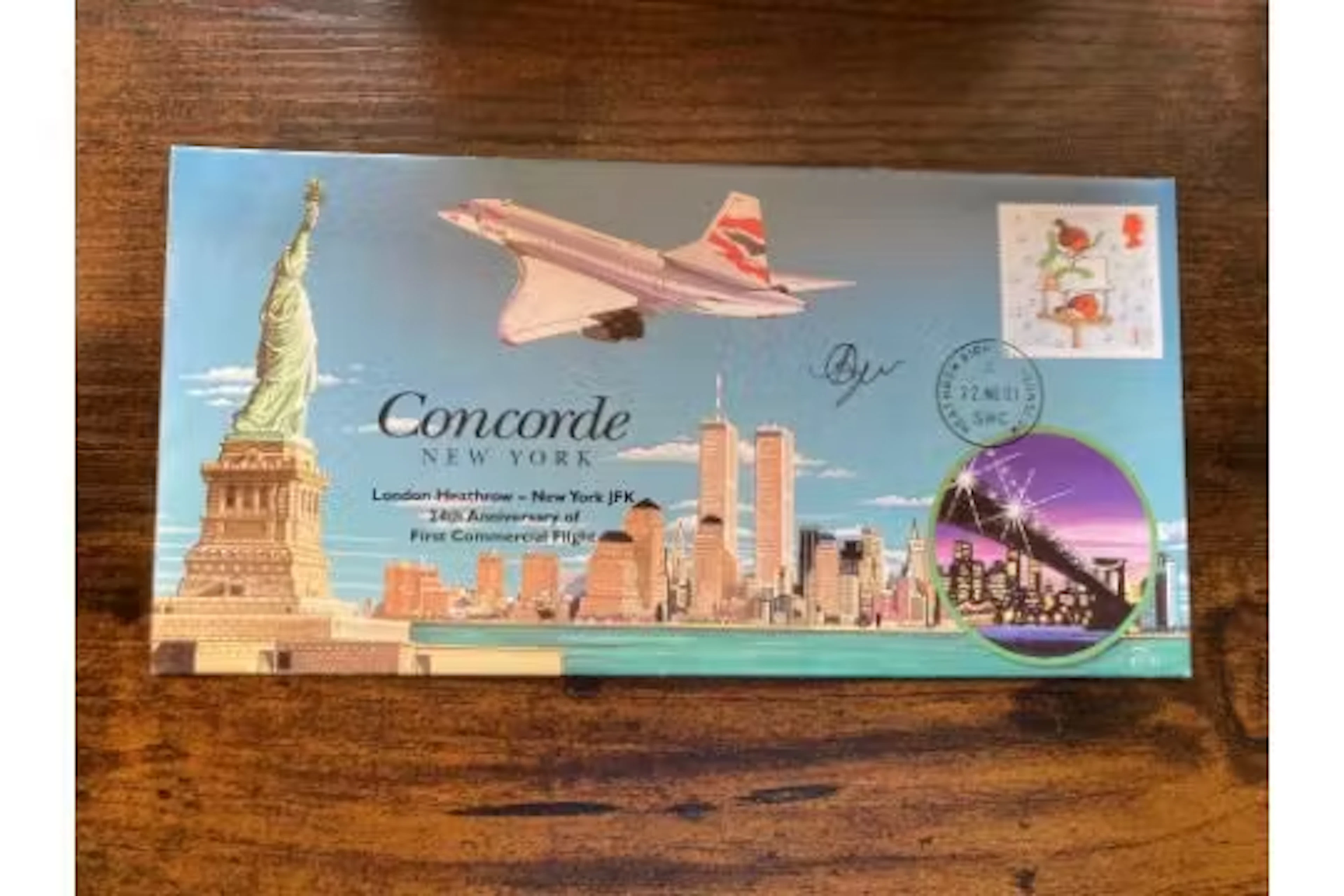 Concorde Captain Roger Mills signed 2001 Concorde London Heathrow
