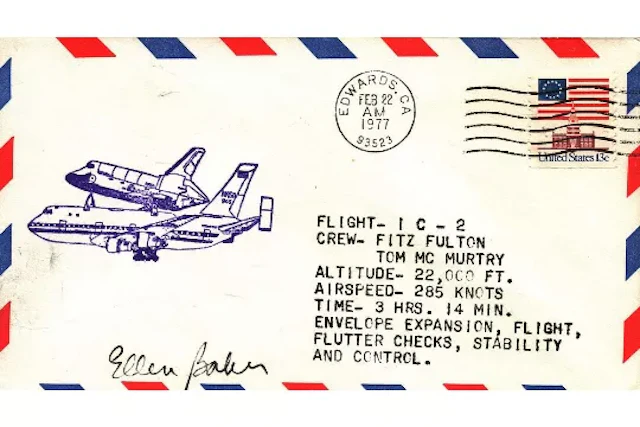 Astronaut Ellen Baker signed Space Shuttle Flight I-2 commemorative