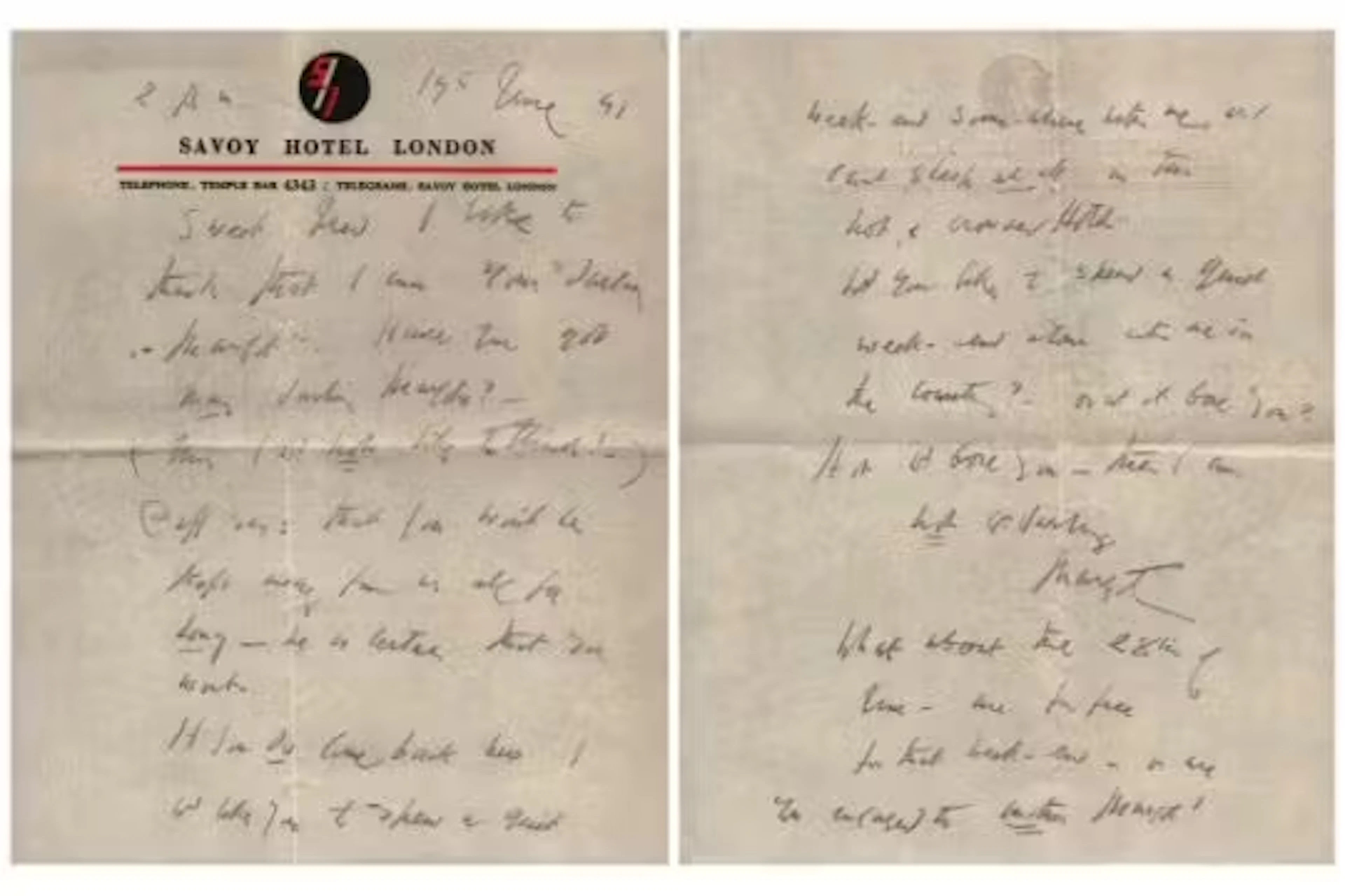 Margot Asquith wife of H.H Asquith ALS to Frederick Ashton on Savoy