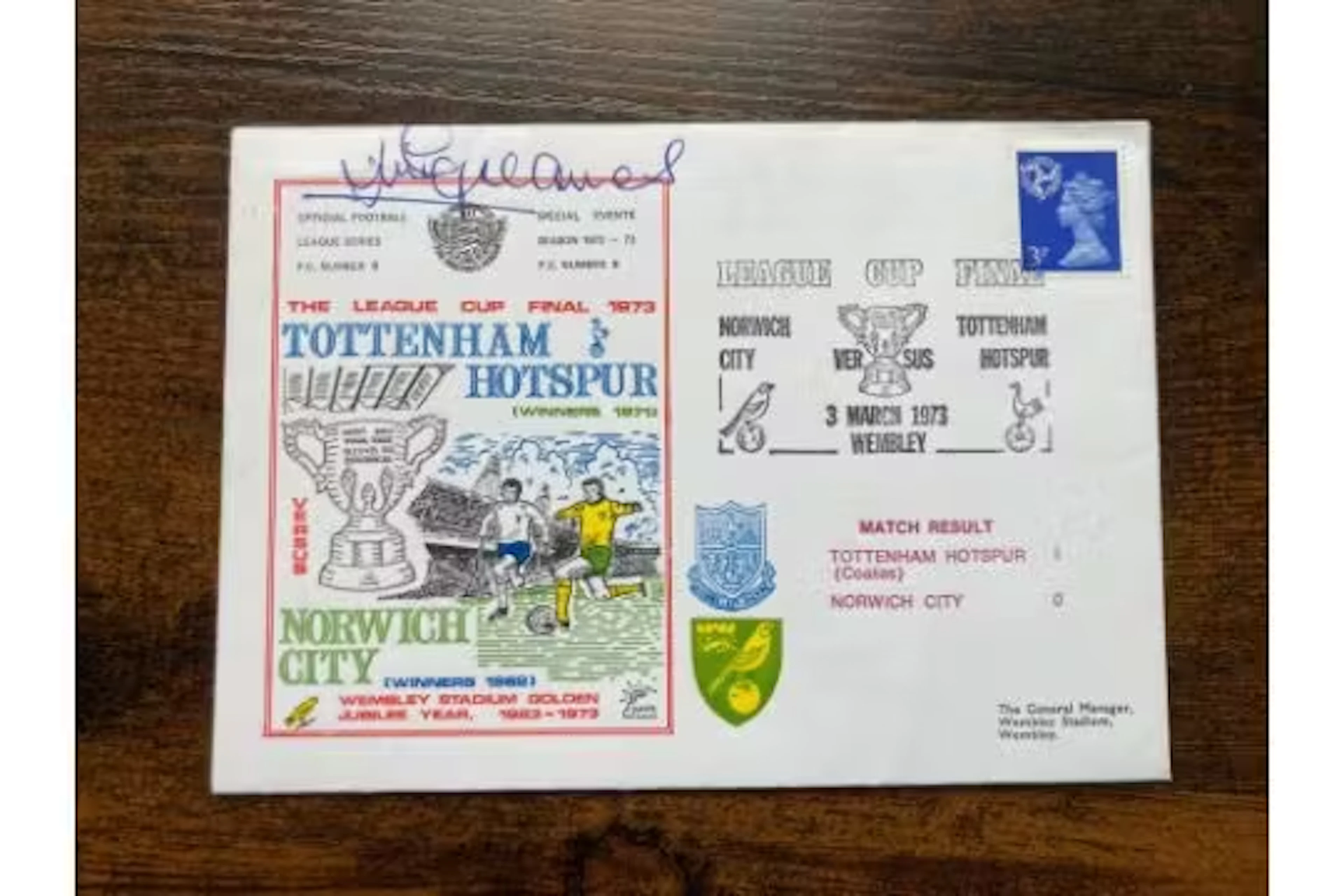 Tottenham football legend Jimmy Greaves signed rare 1973 Tottenham