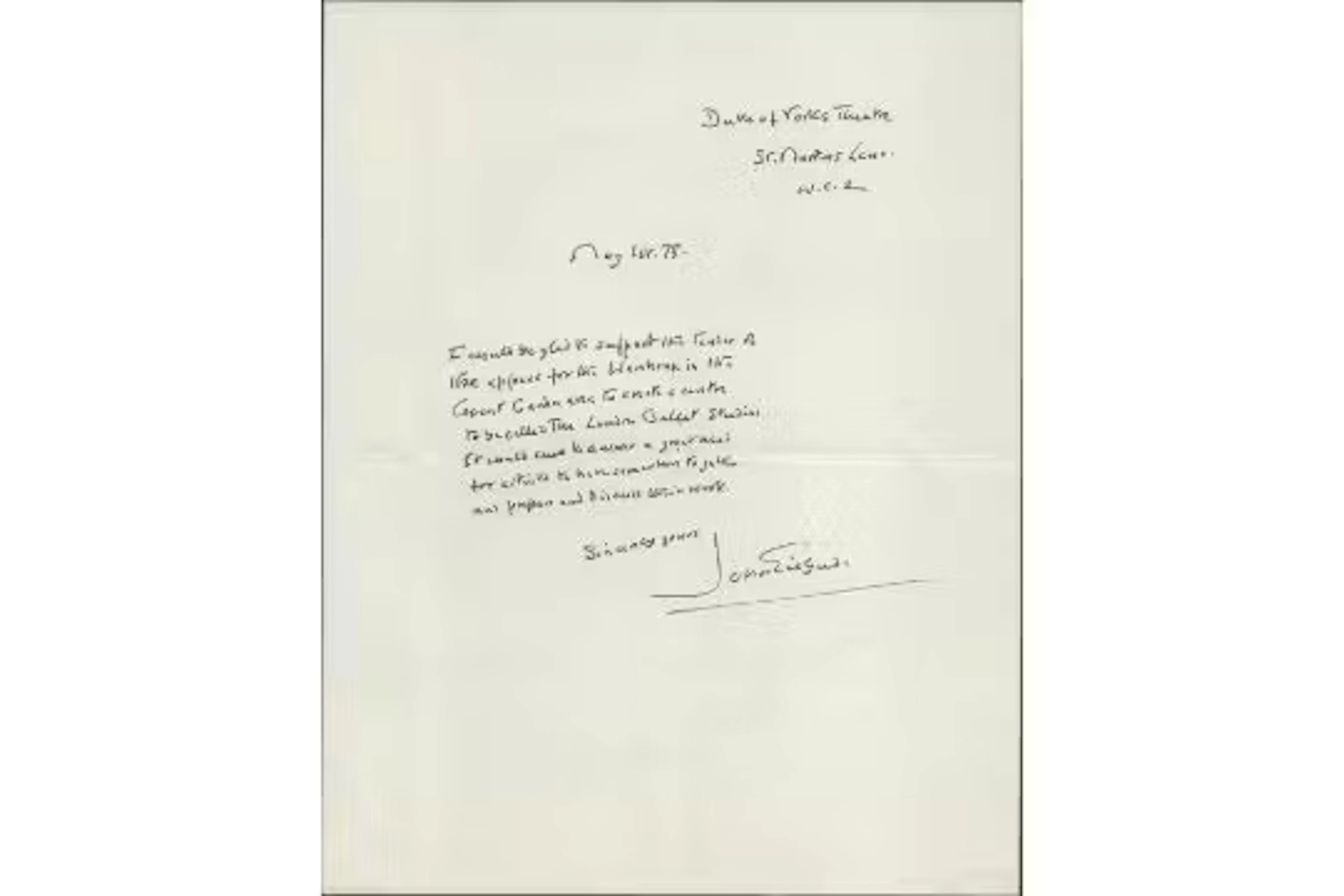 John Gielgud ALS. Good condition. All autographs come with a Certificate